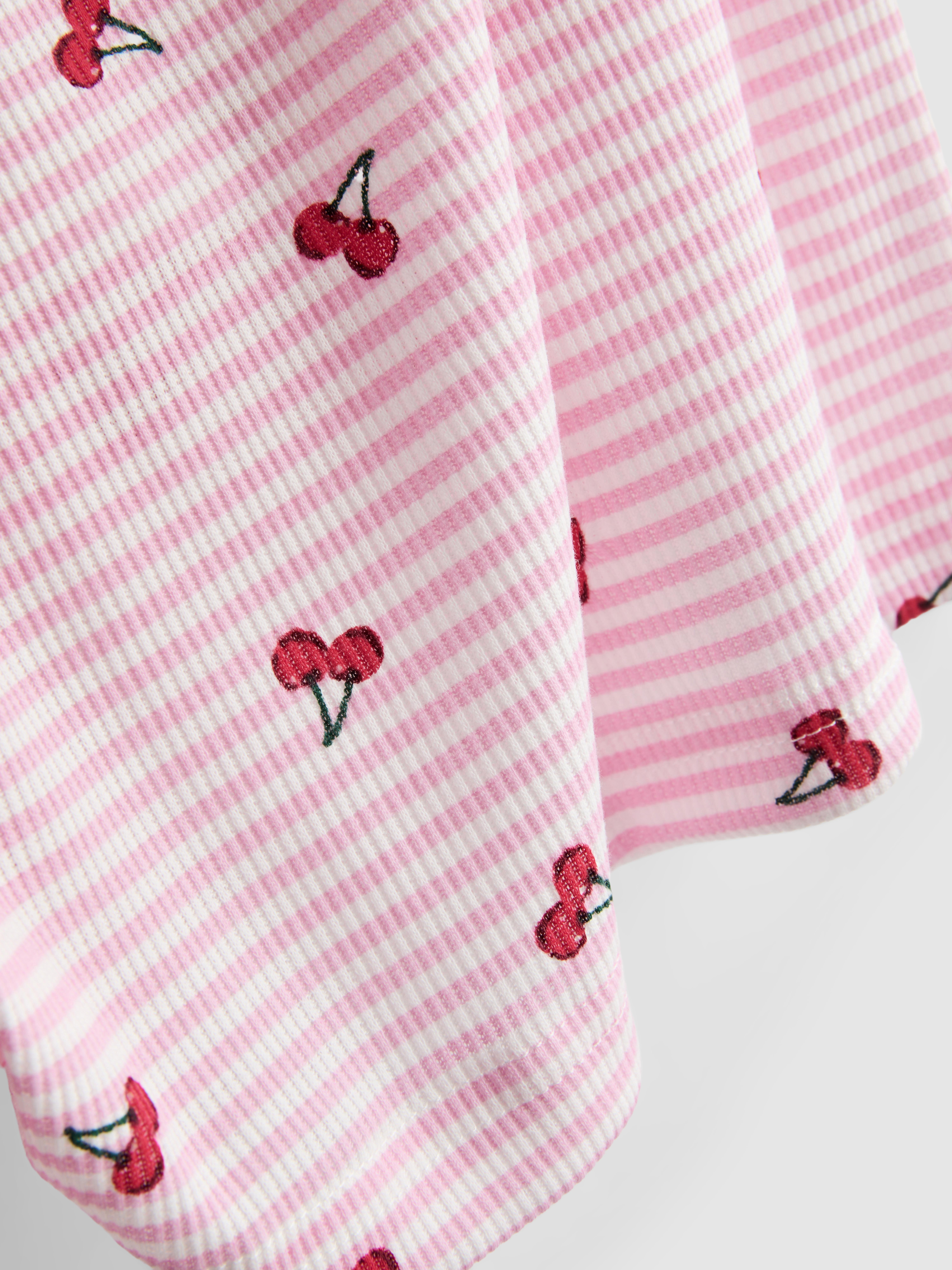 Printed Ribbed Pajama Shorts