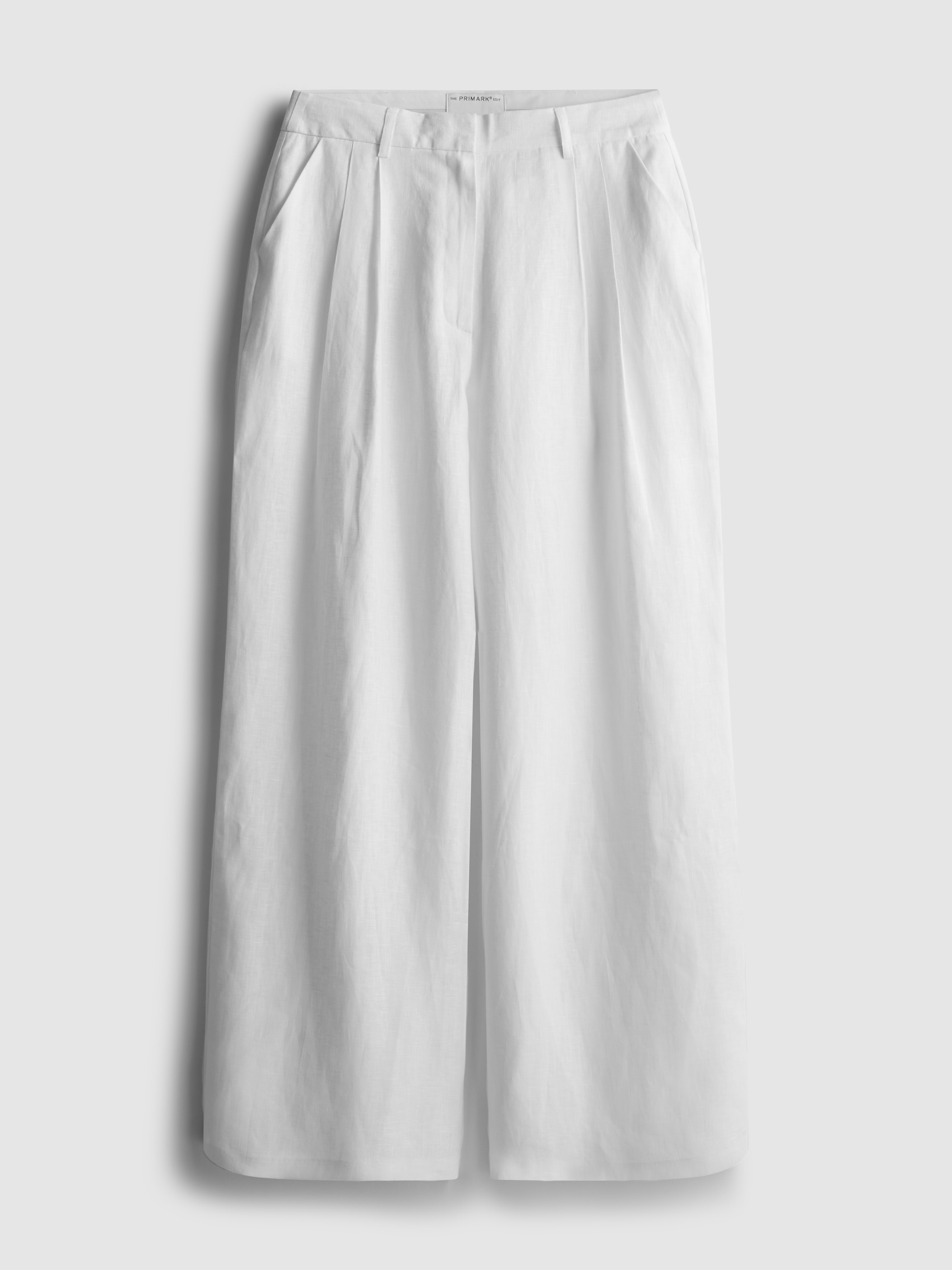The Edit Pleated Linen Wide-Leg Pants