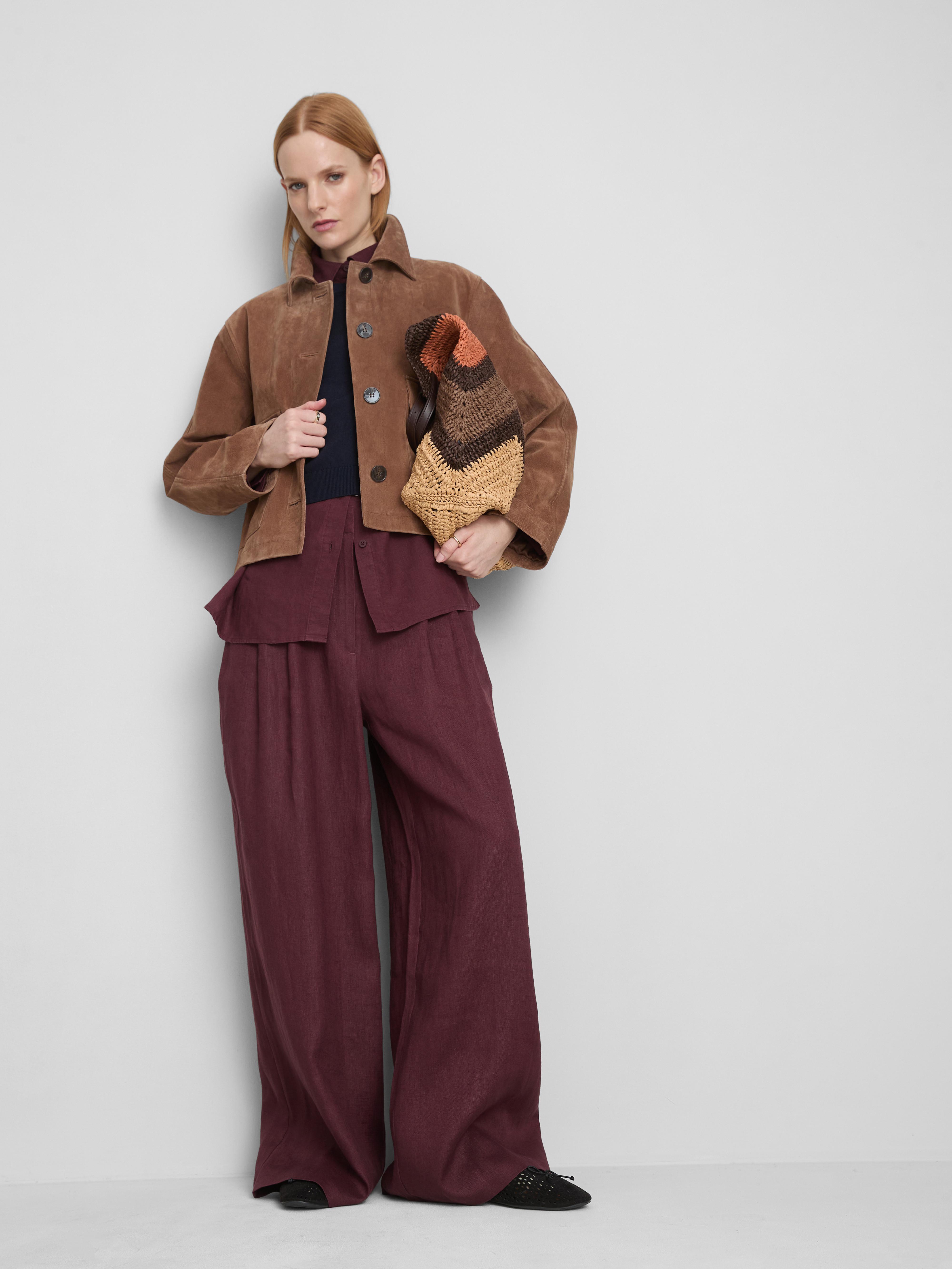 The Edit Pleated Linen Wide Leg Trousers
