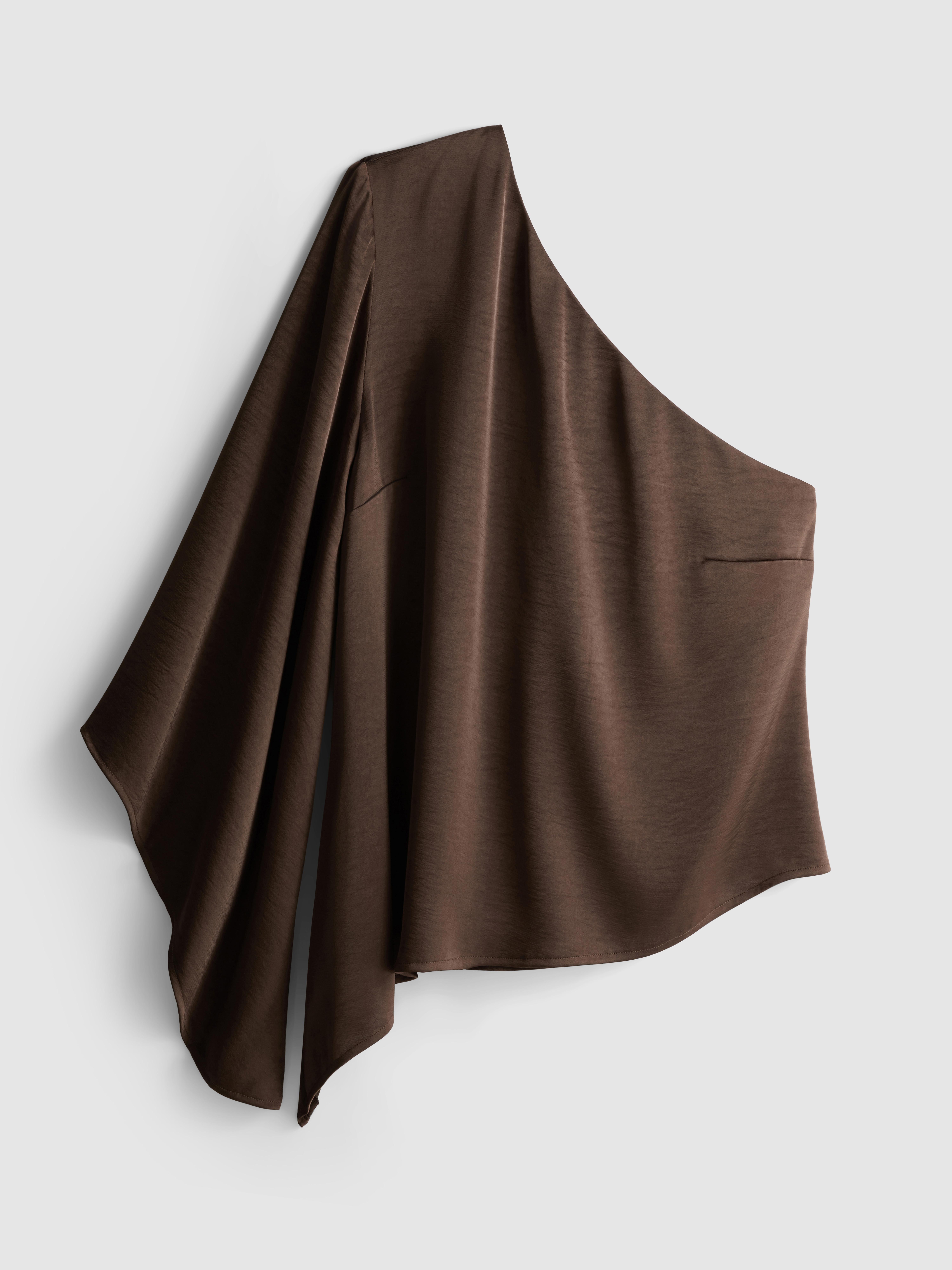 Satin One-Shoulder Asymmetrical Top