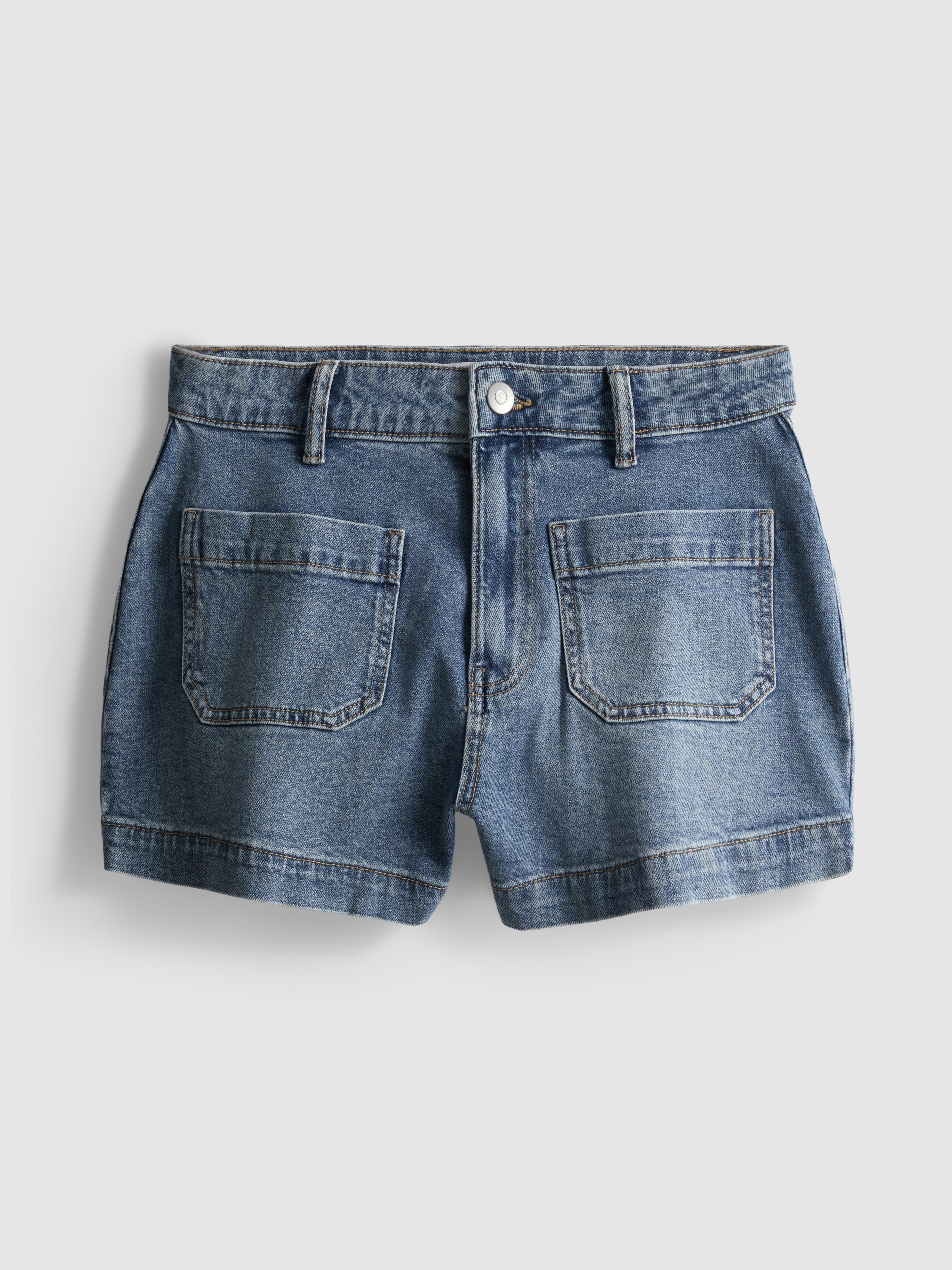 Katoenen denim short met voorzakken