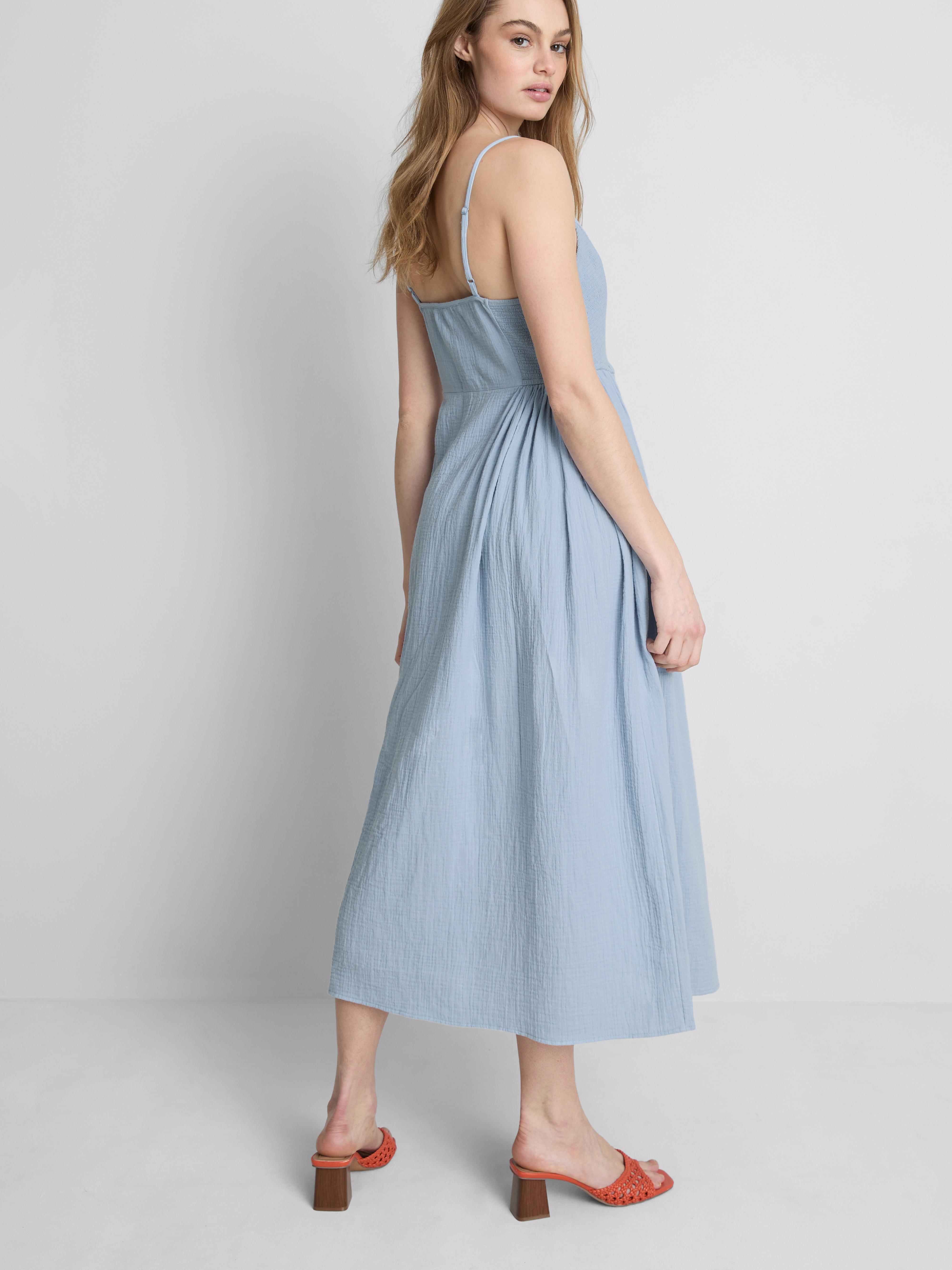 Cotton Button Through Midi Dress