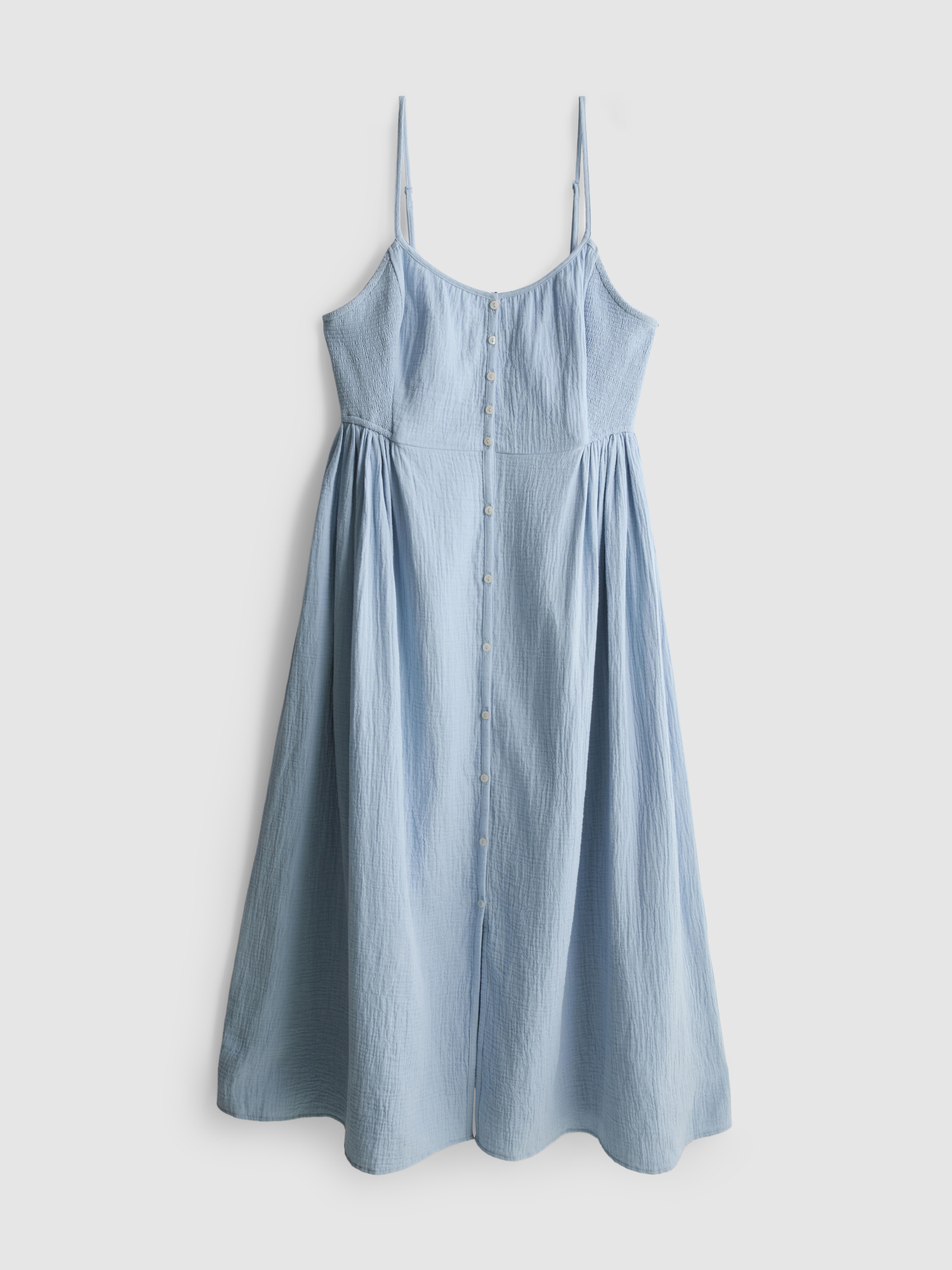 Cotton Button Through Midi Dress
