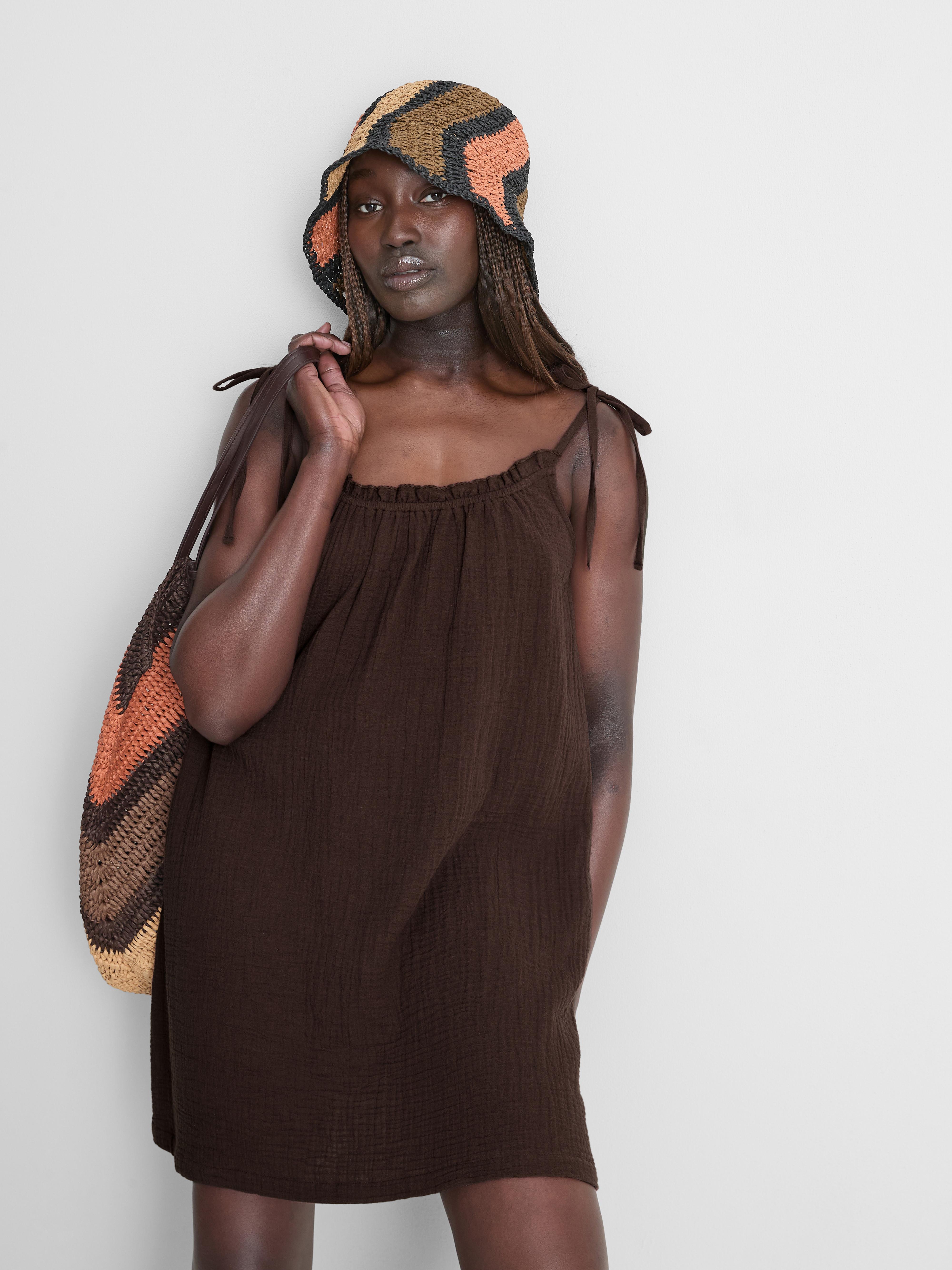 Women's Chocolate Cotton Trapeze Mini Dress | Primark