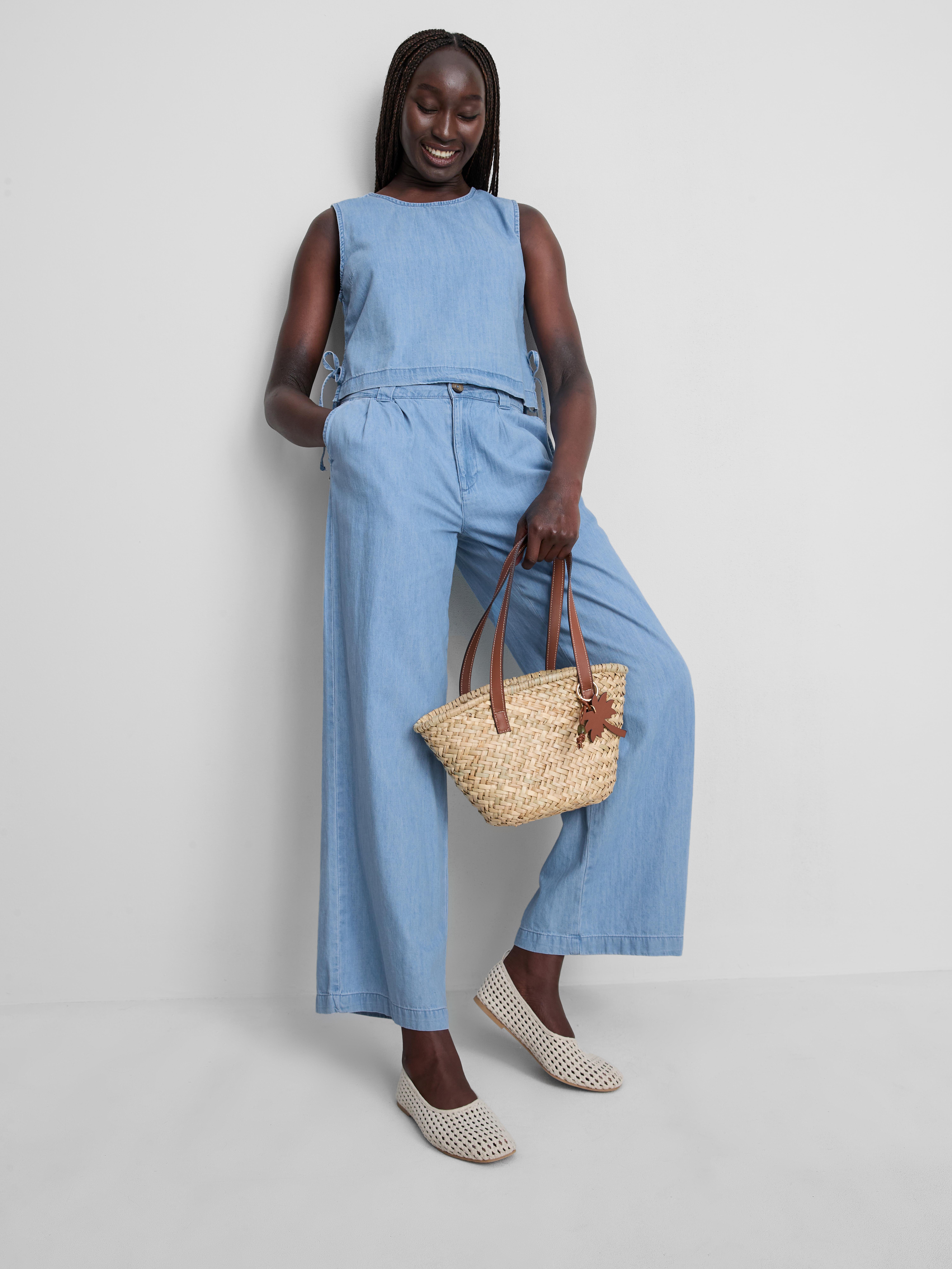 Cotton Denim Tie Side Tank Top