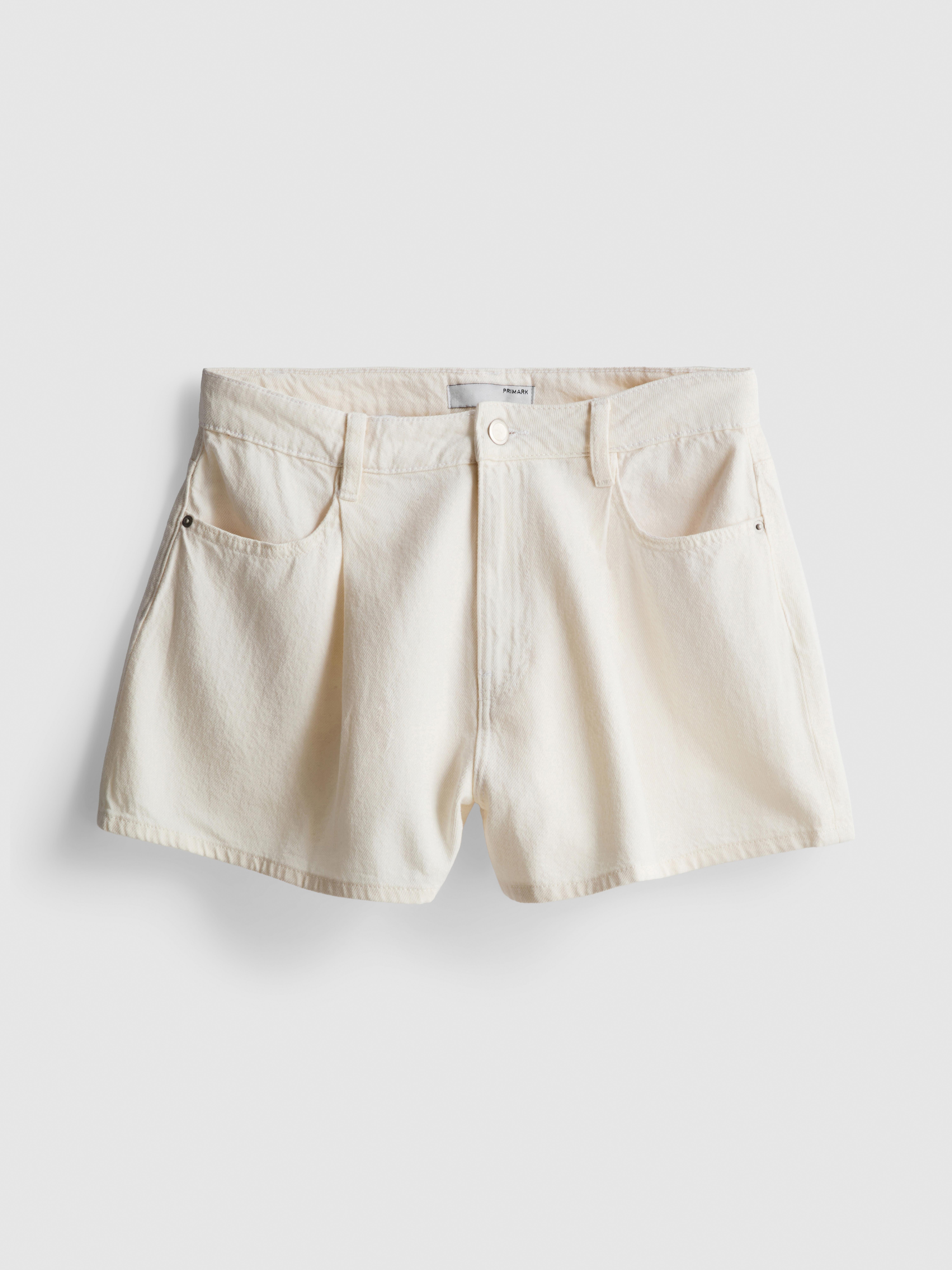 Cotton Rich Denim Pleated Flare Shorts