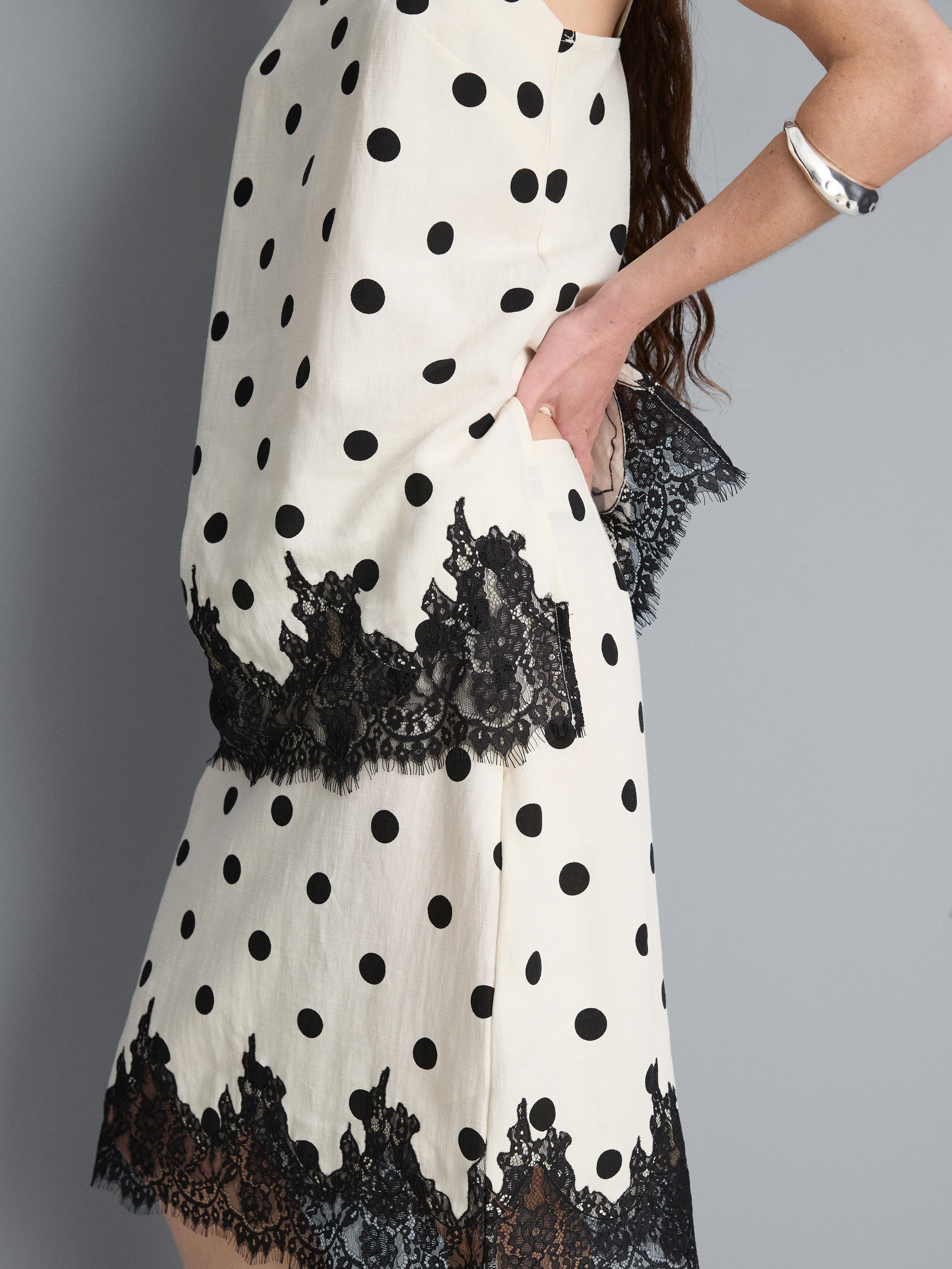 Cotton Blend Polka Dot Lace Midi Skirt