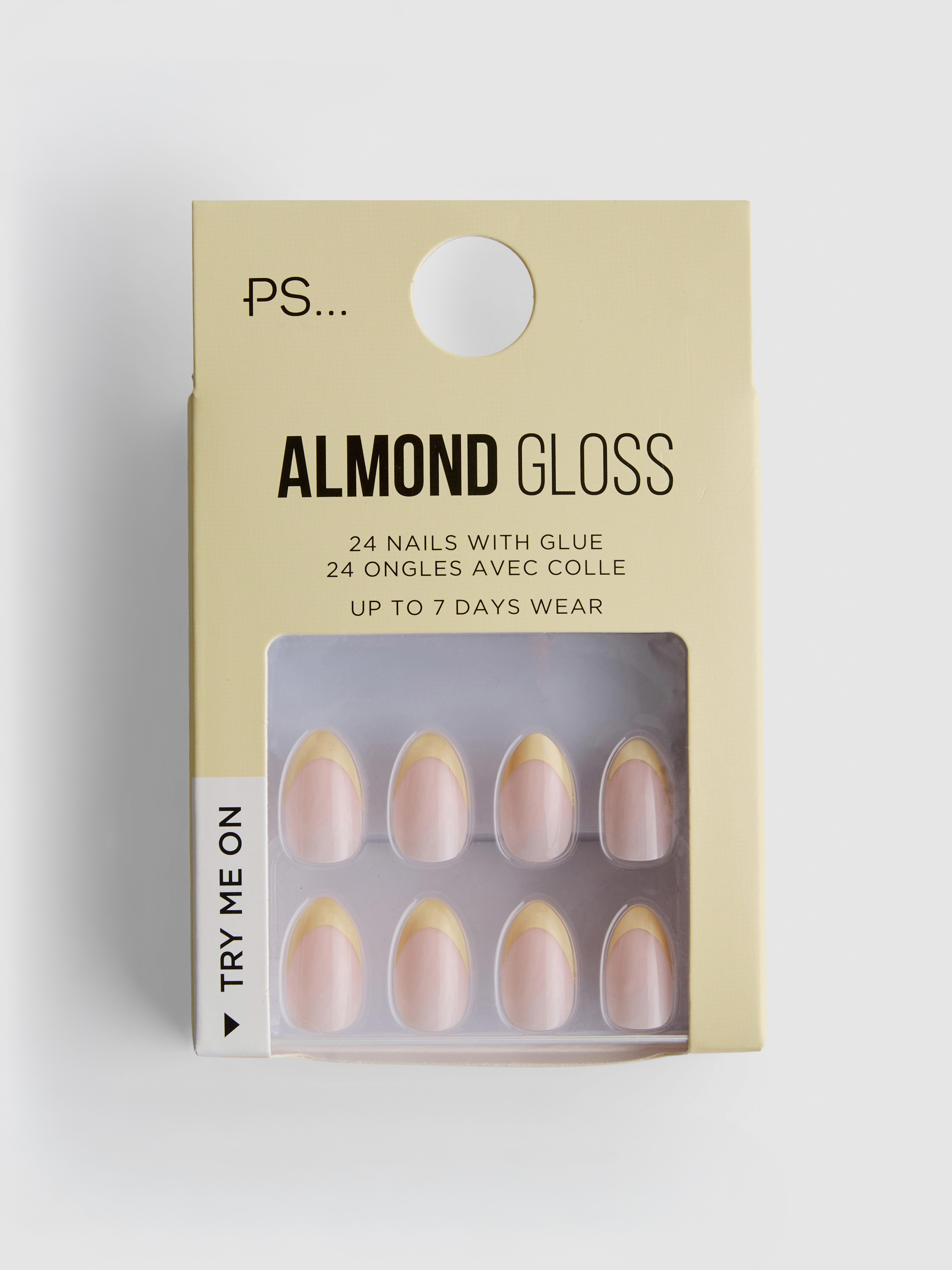 PS... Almond Gloss French Tip False Nails