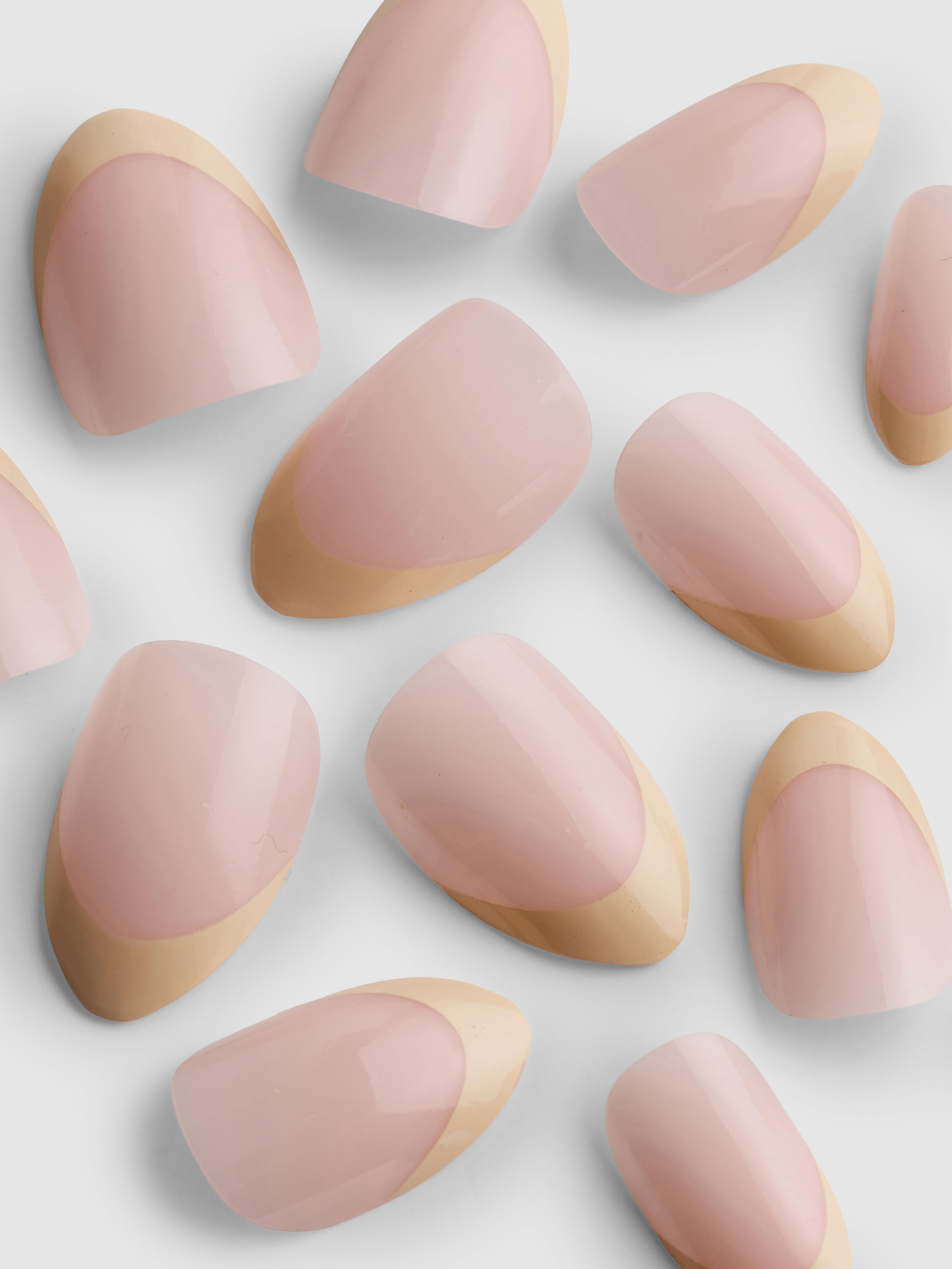 PS... Almond Gloss French Tip False Nails