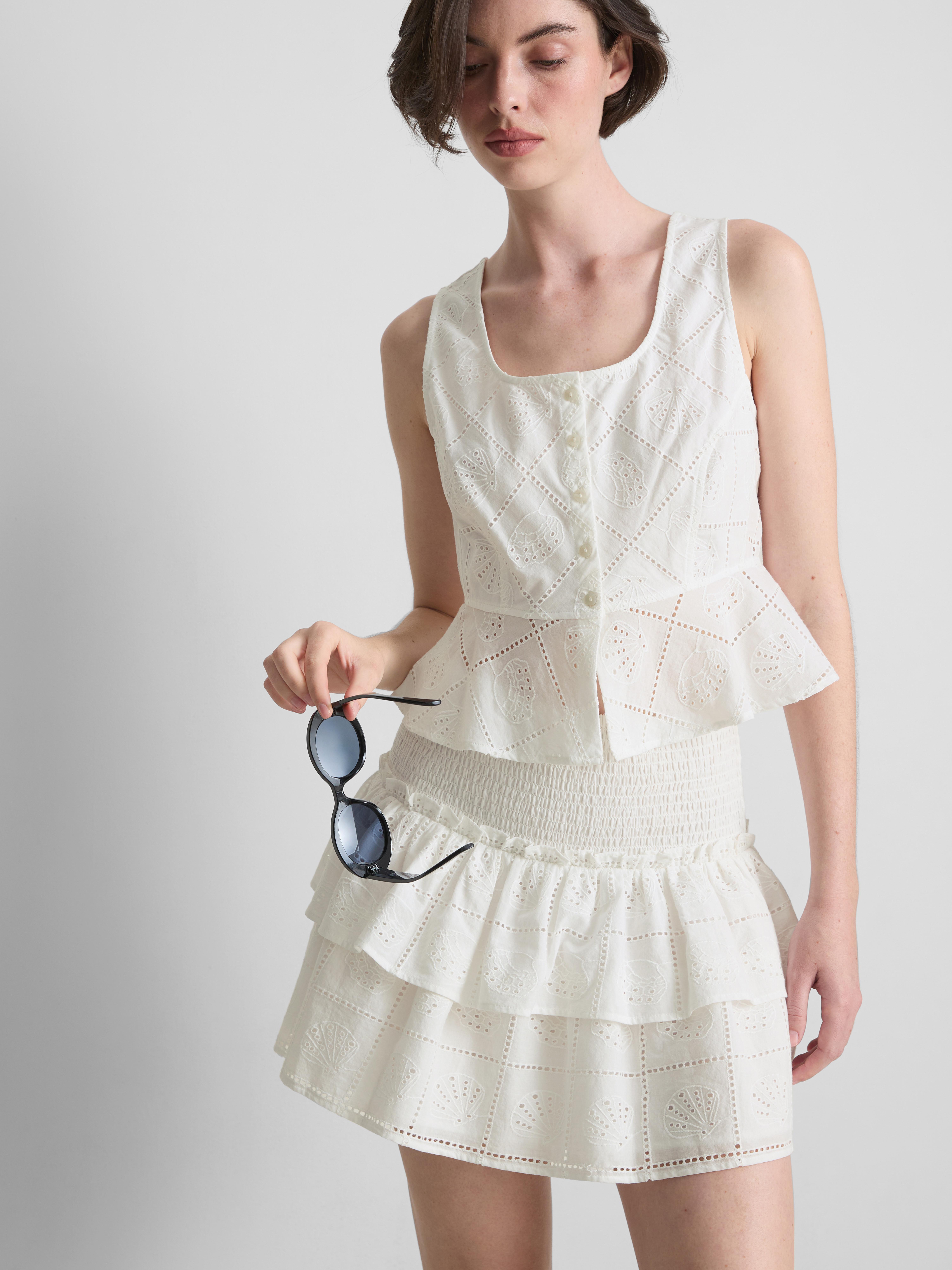 Cotton Cropped Cutwork Cami Top