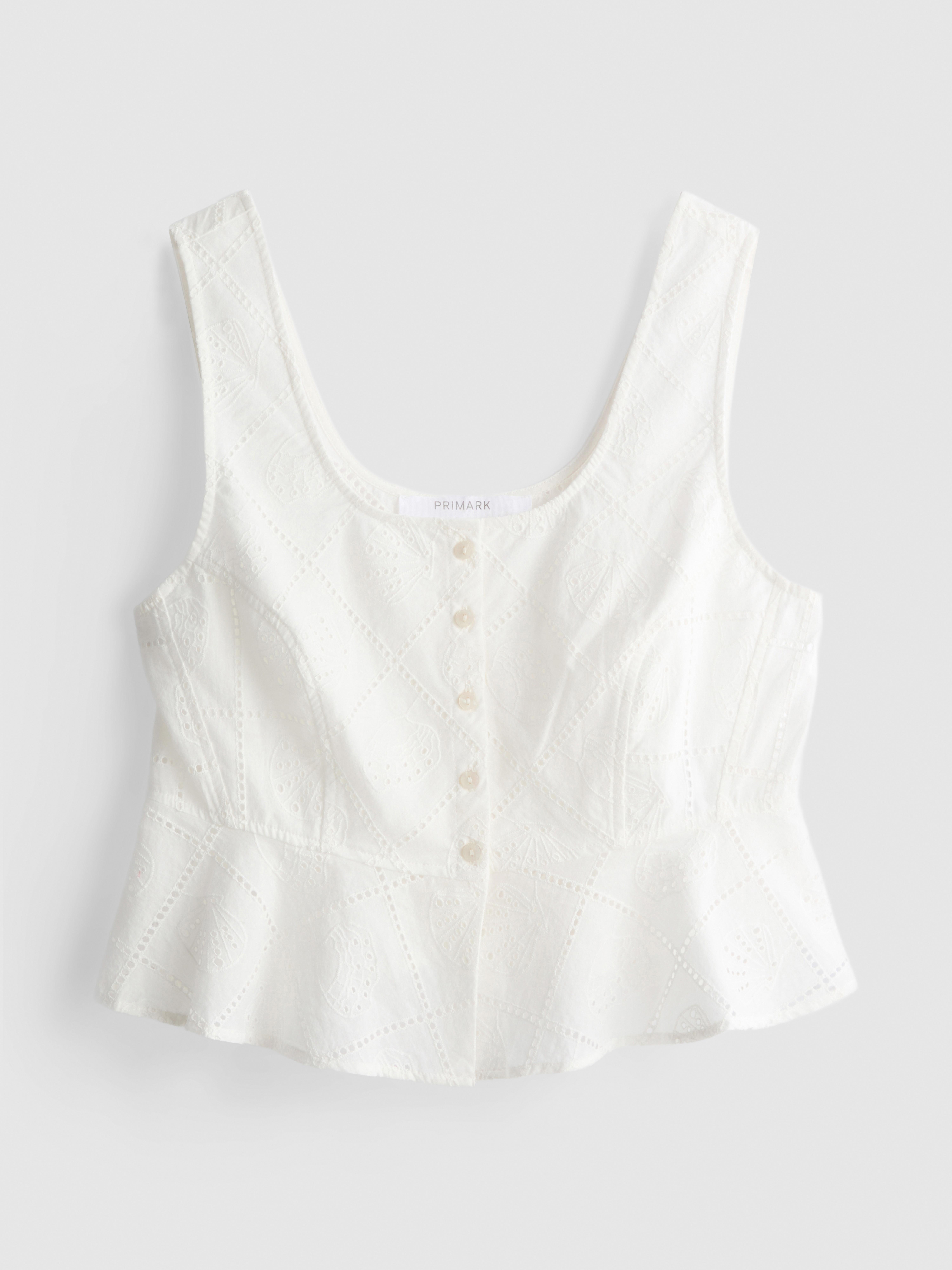 Cotton Cropped Cutwork Cami Top