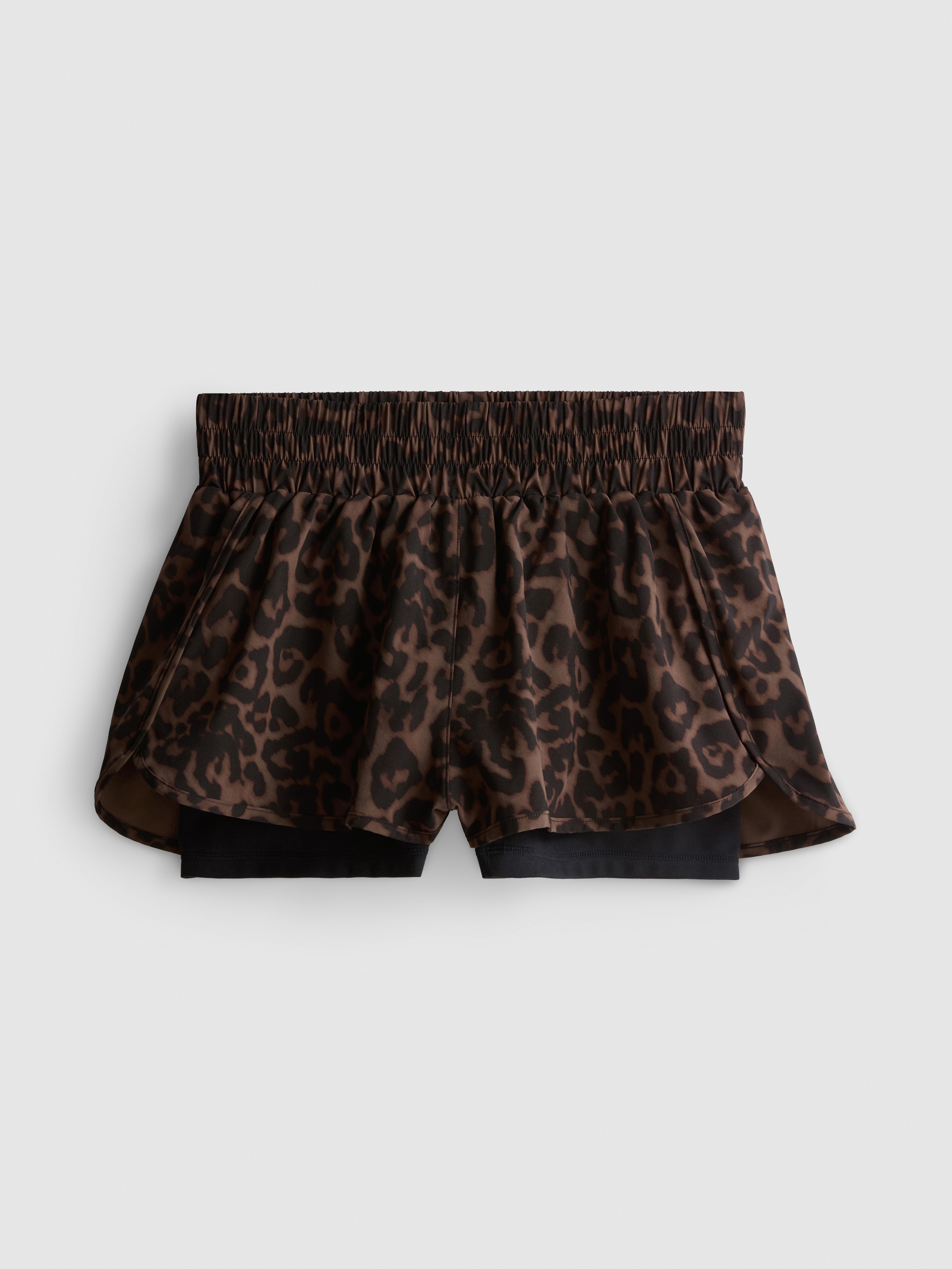 Woven Leopard Running Shorts