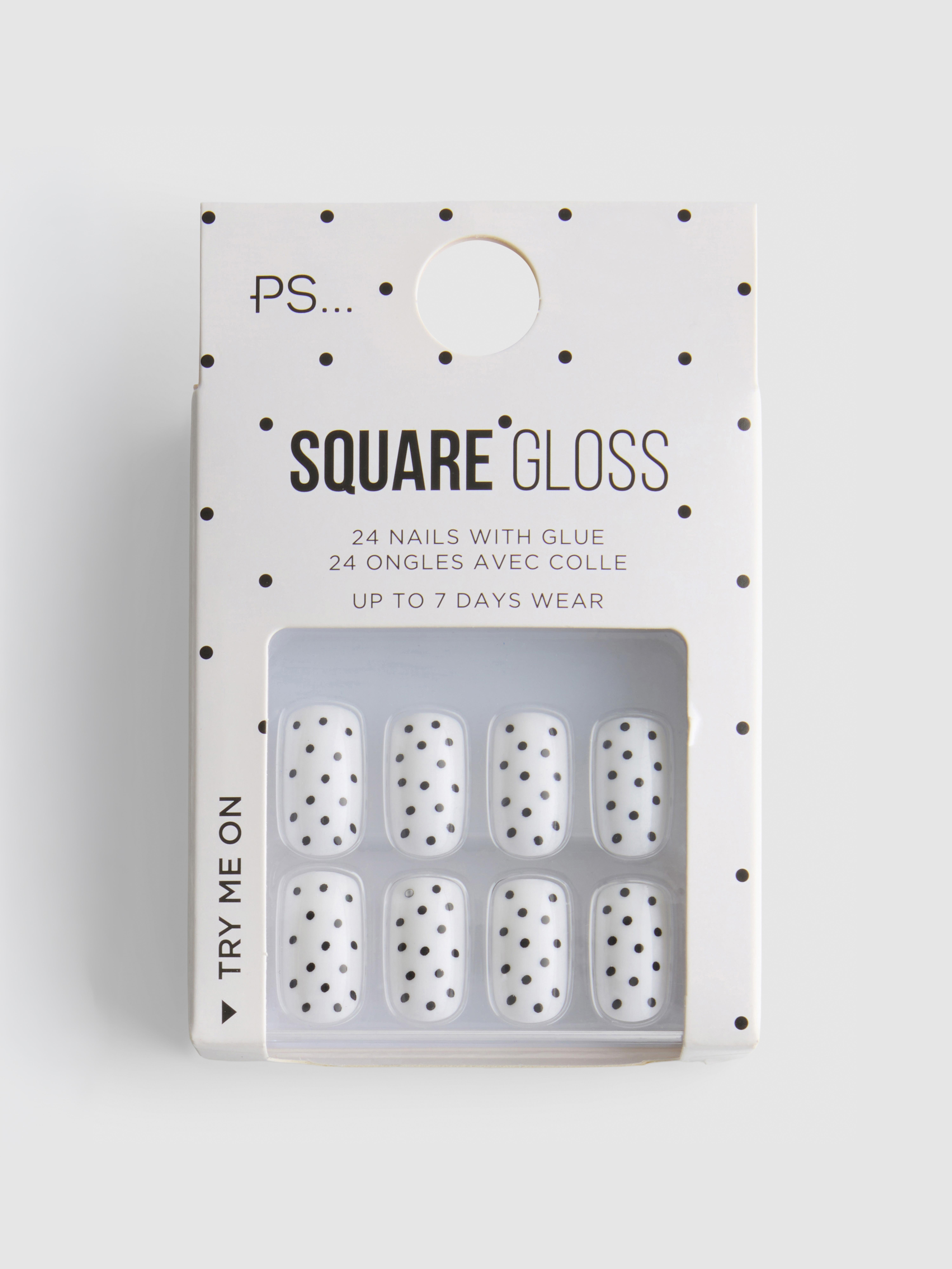 PS... Polka Dot Square Gloss False Nails