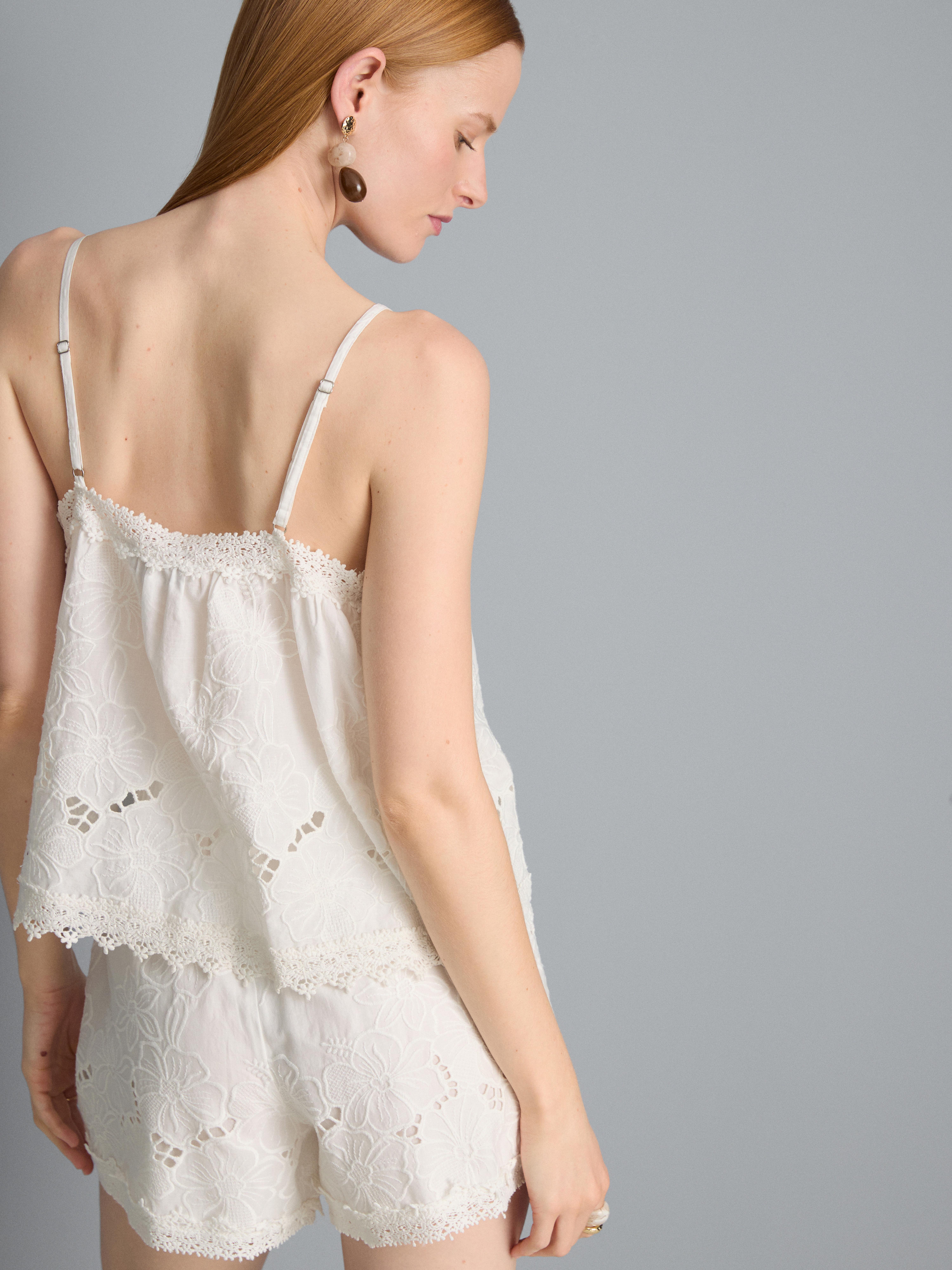 Cotton Floral Embroidered Cami Top