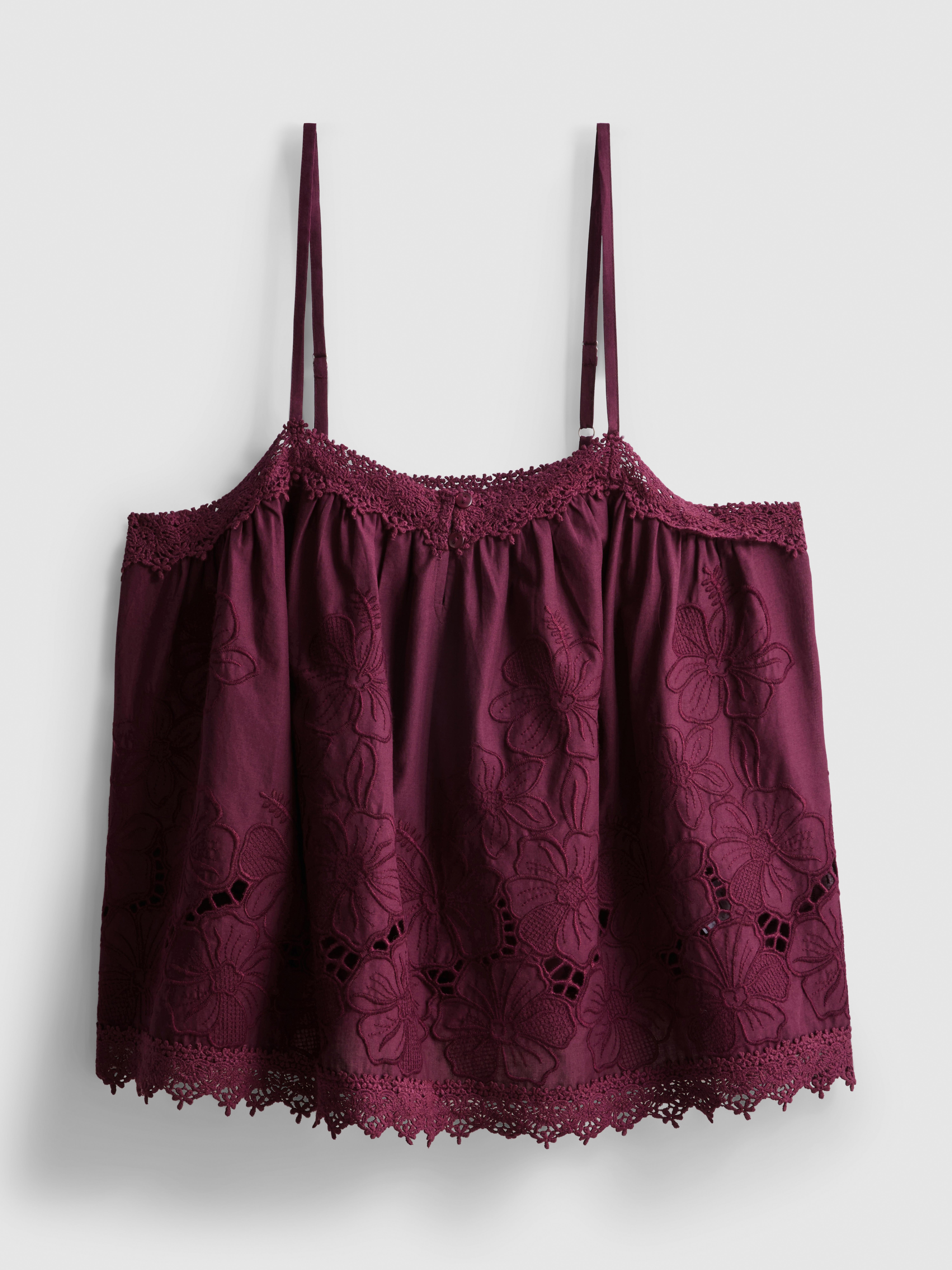 Cotton Floral Embroidered Cami Top