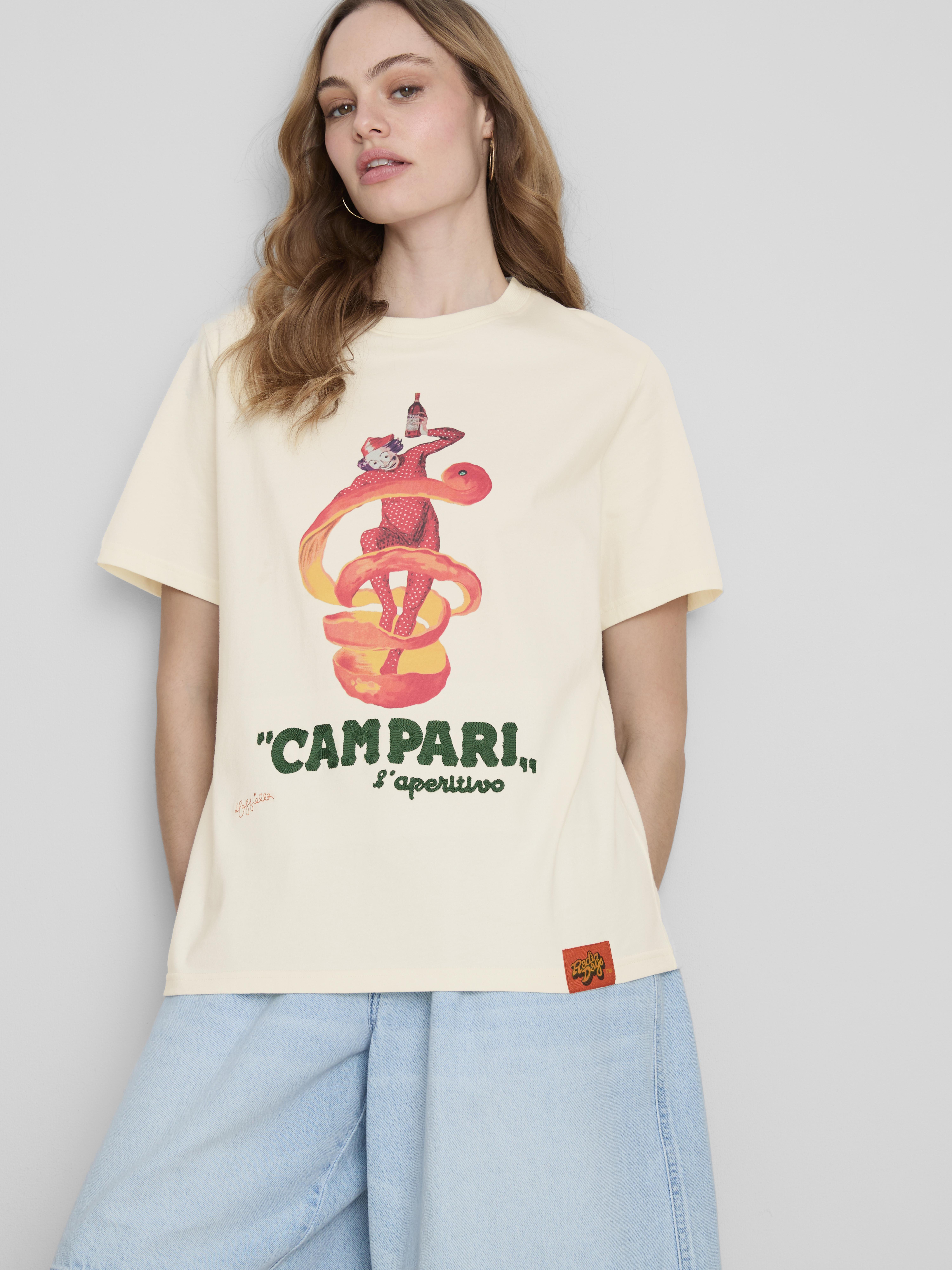 Katoenen T-shirt met ronde hals Campari