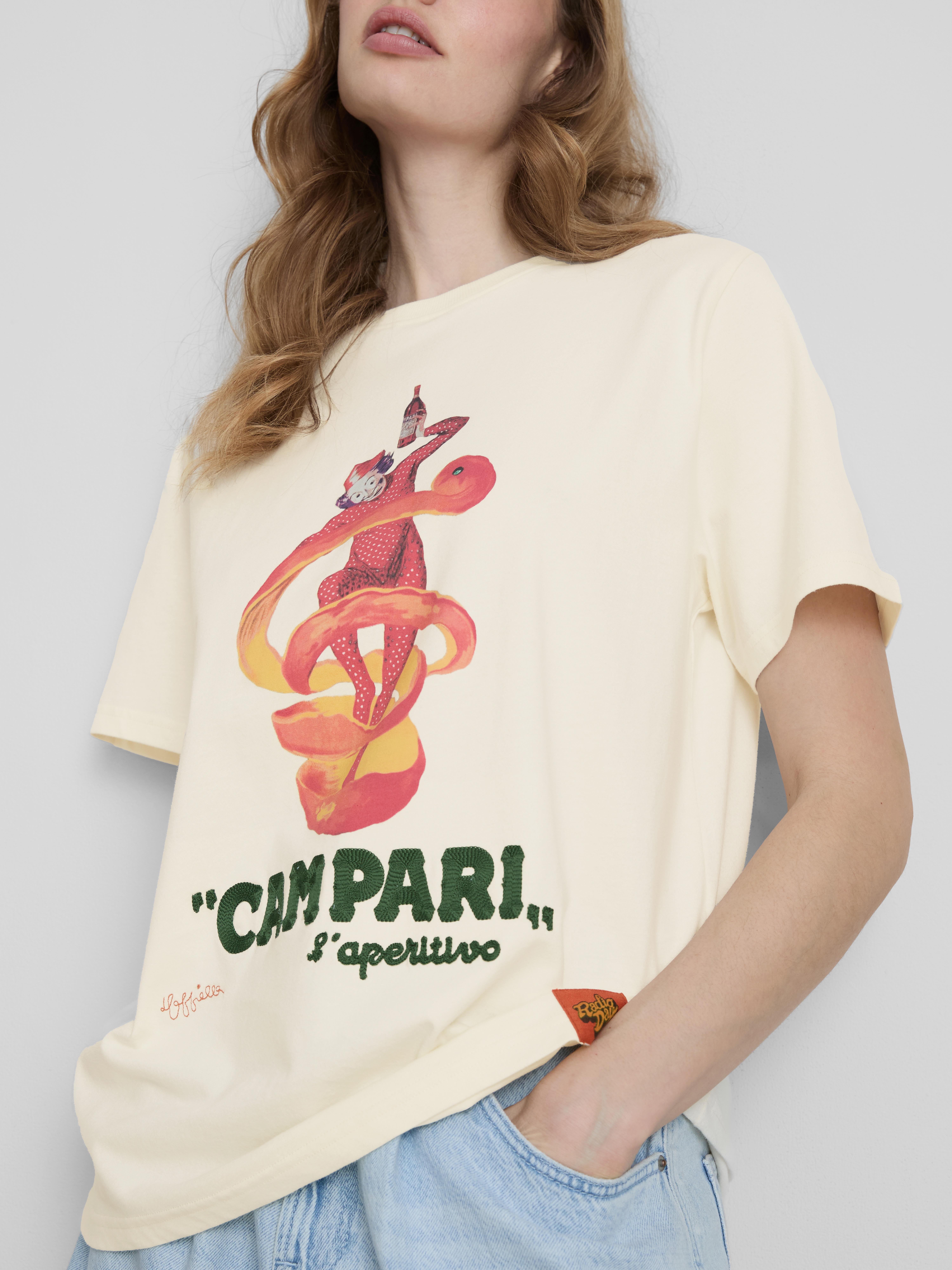 Katoenen T-shirt met ronde hals Campari