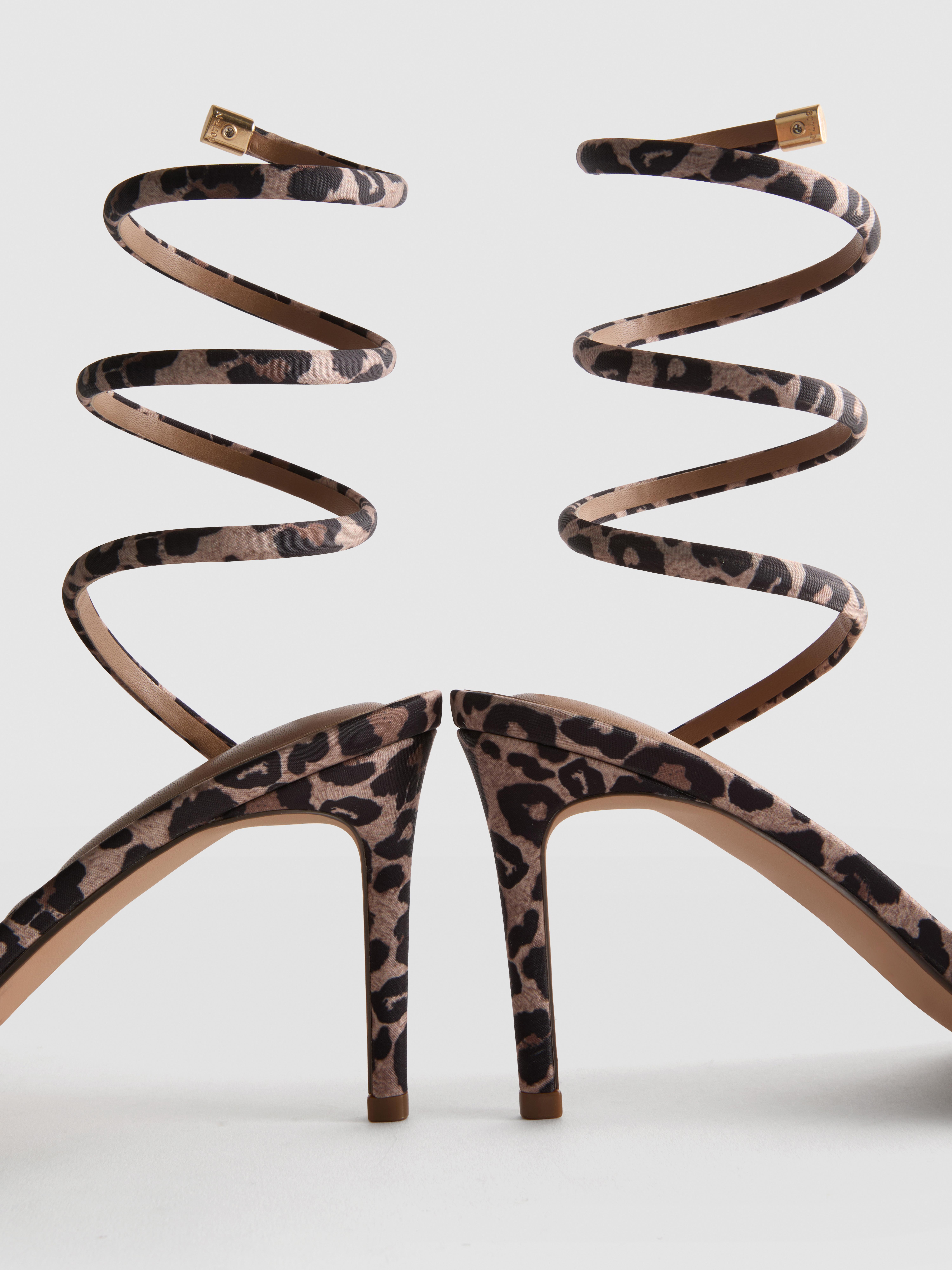 Leopard Spiral Heeled Sandals