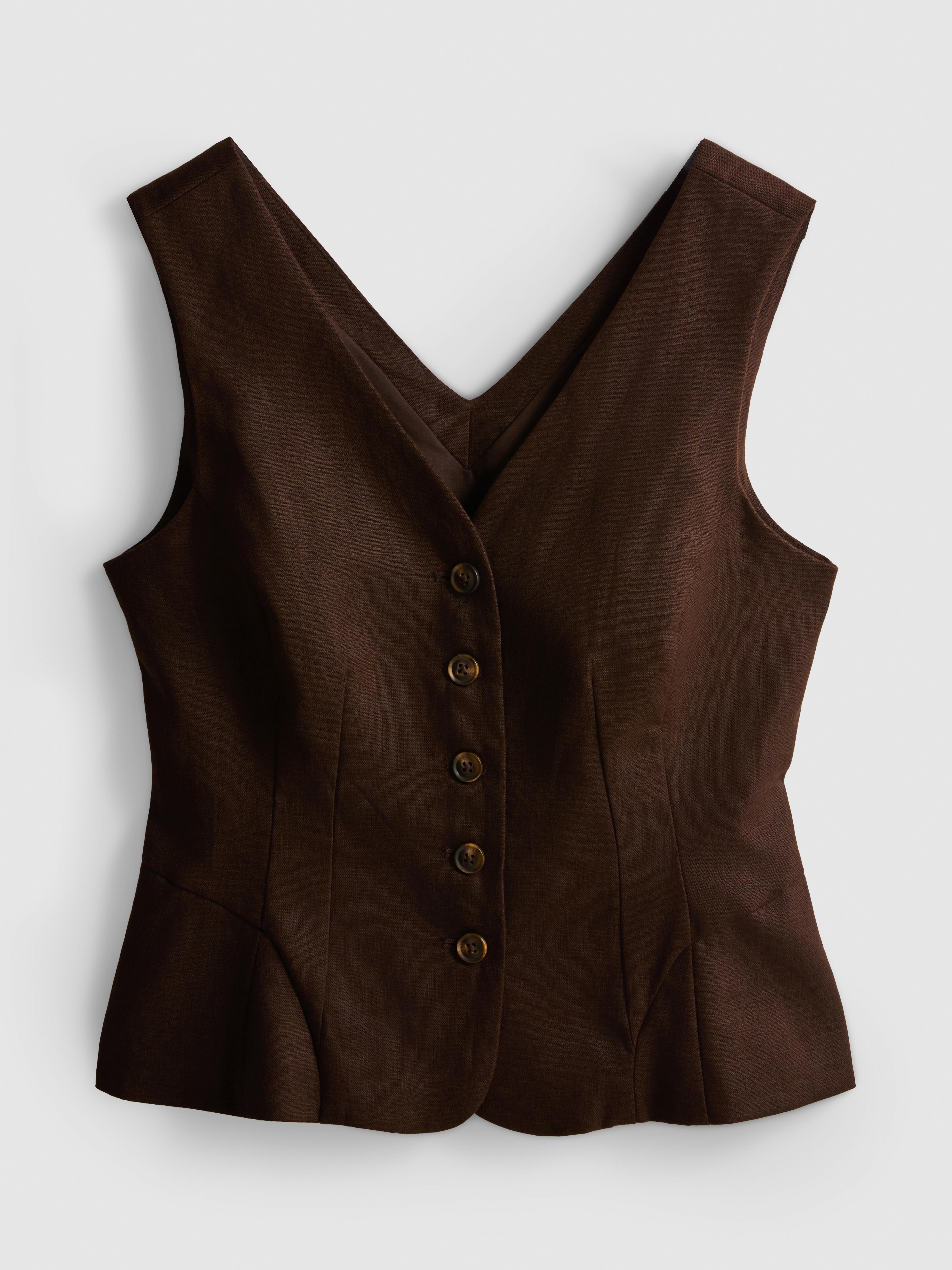 Gilet con volant in puro lino The Edit