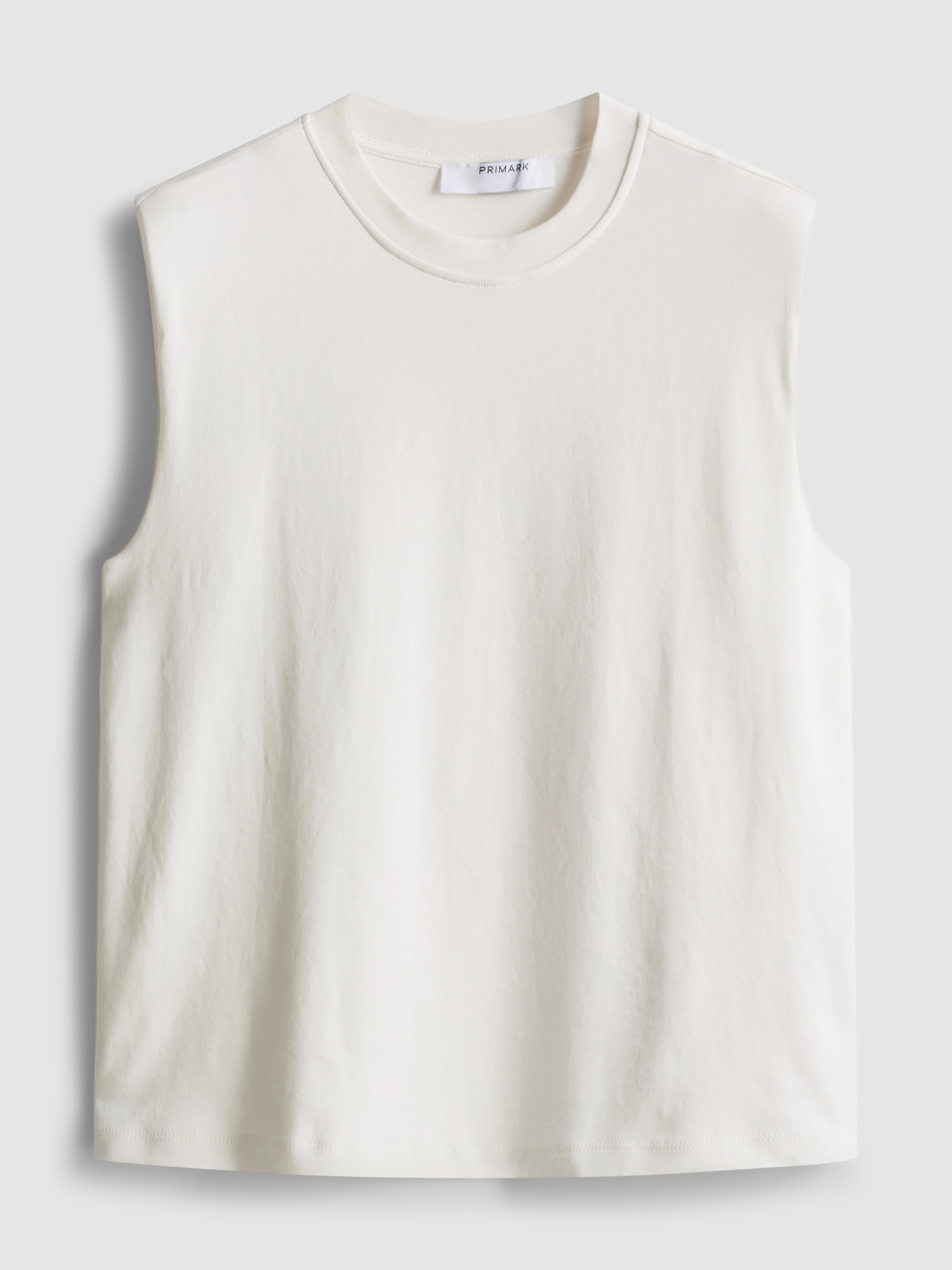 Cropped Sleeveless Shoulder Pad Tee