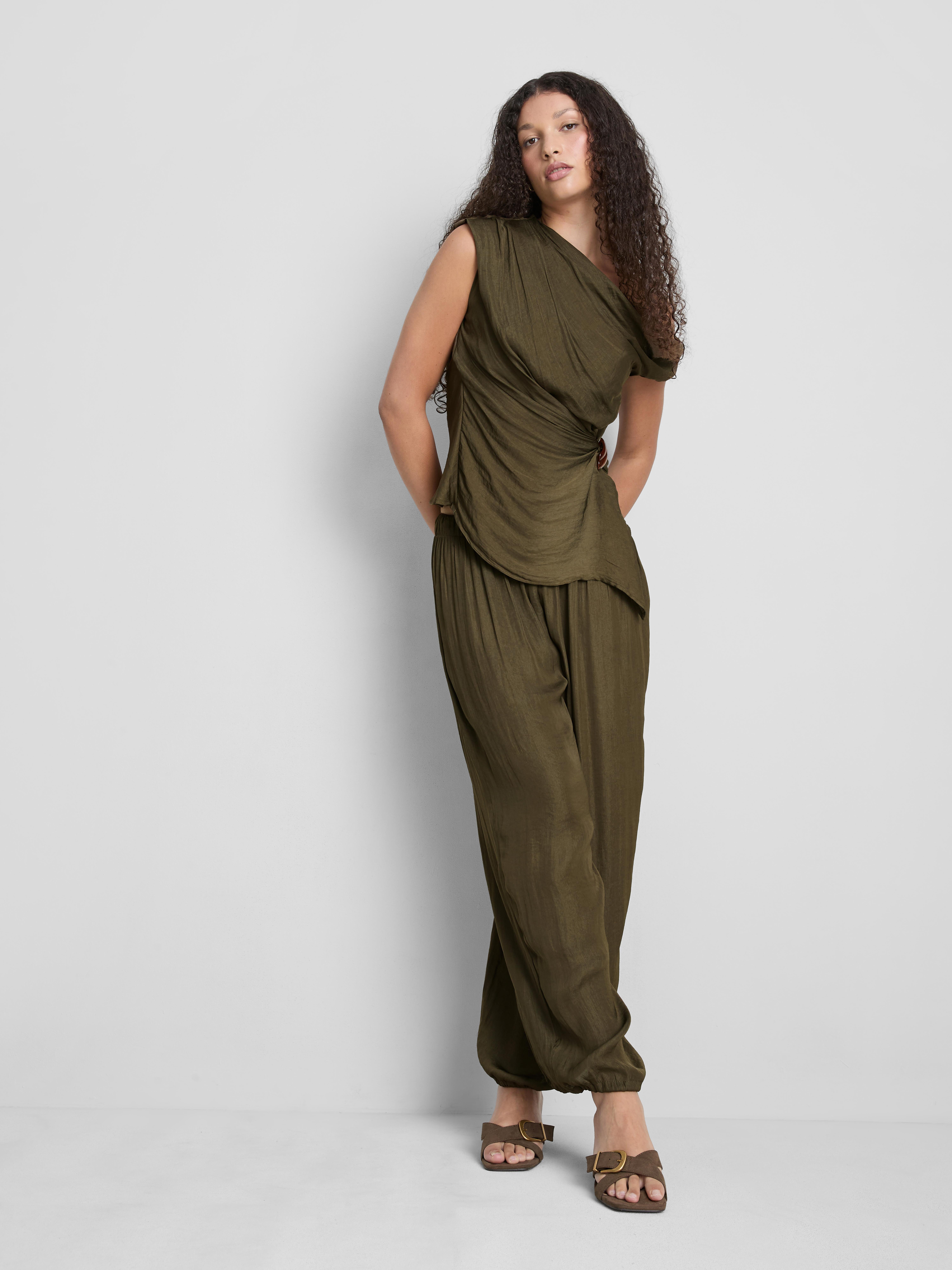 The Edit Cuffed Satin Pants