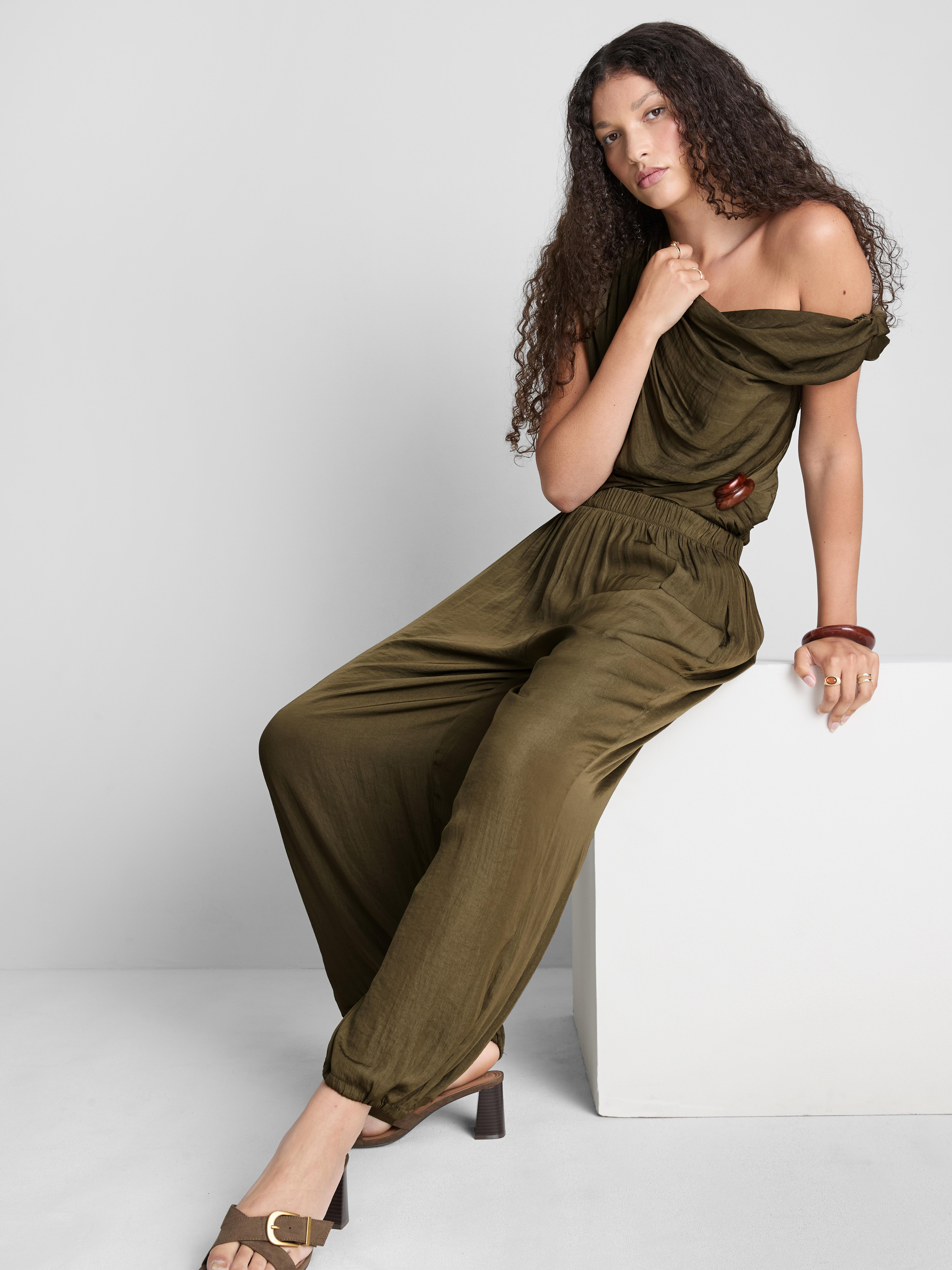 The Edit Cuffed Satin Pants