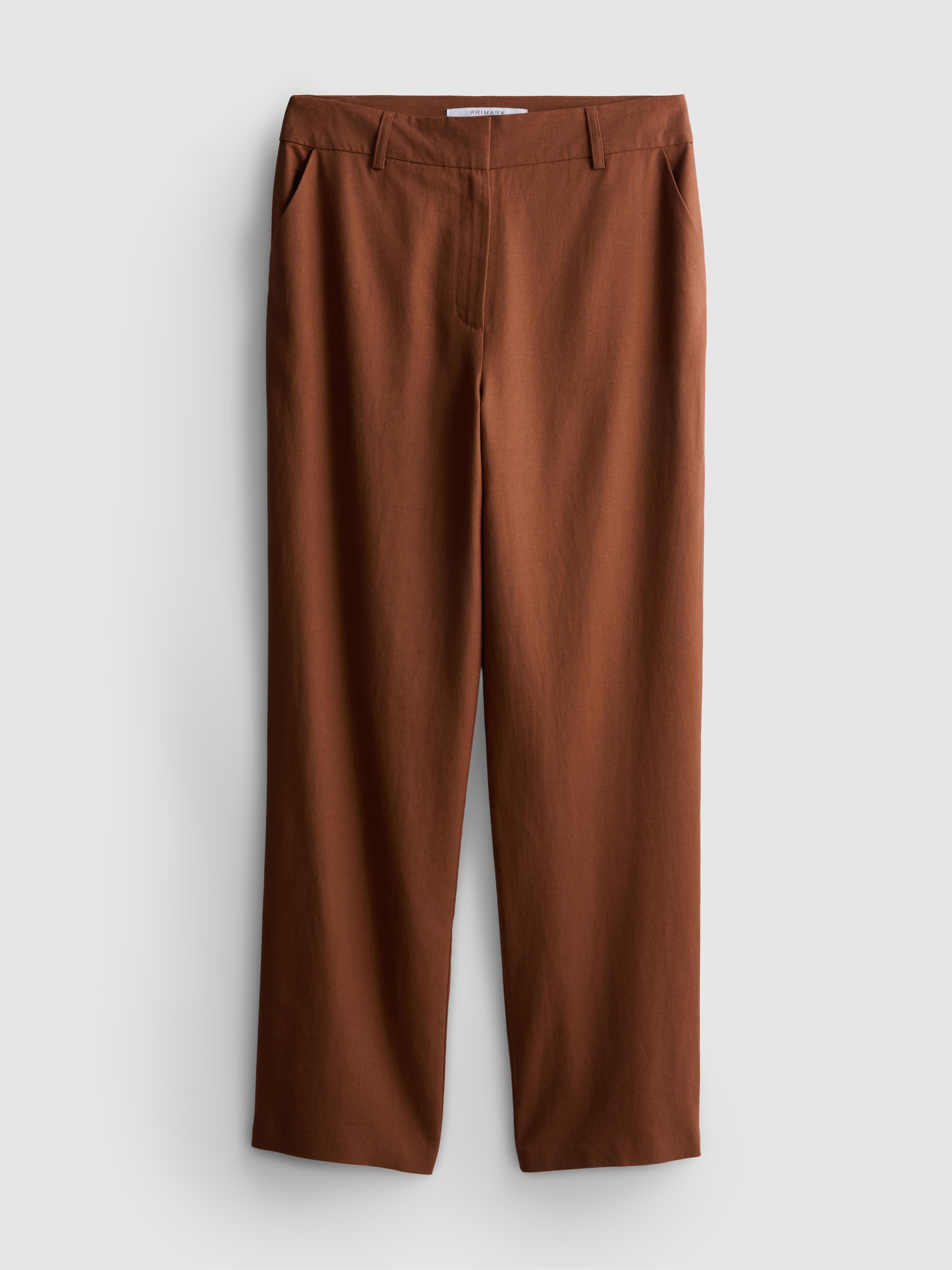 Pantalon droit en mélange de lin