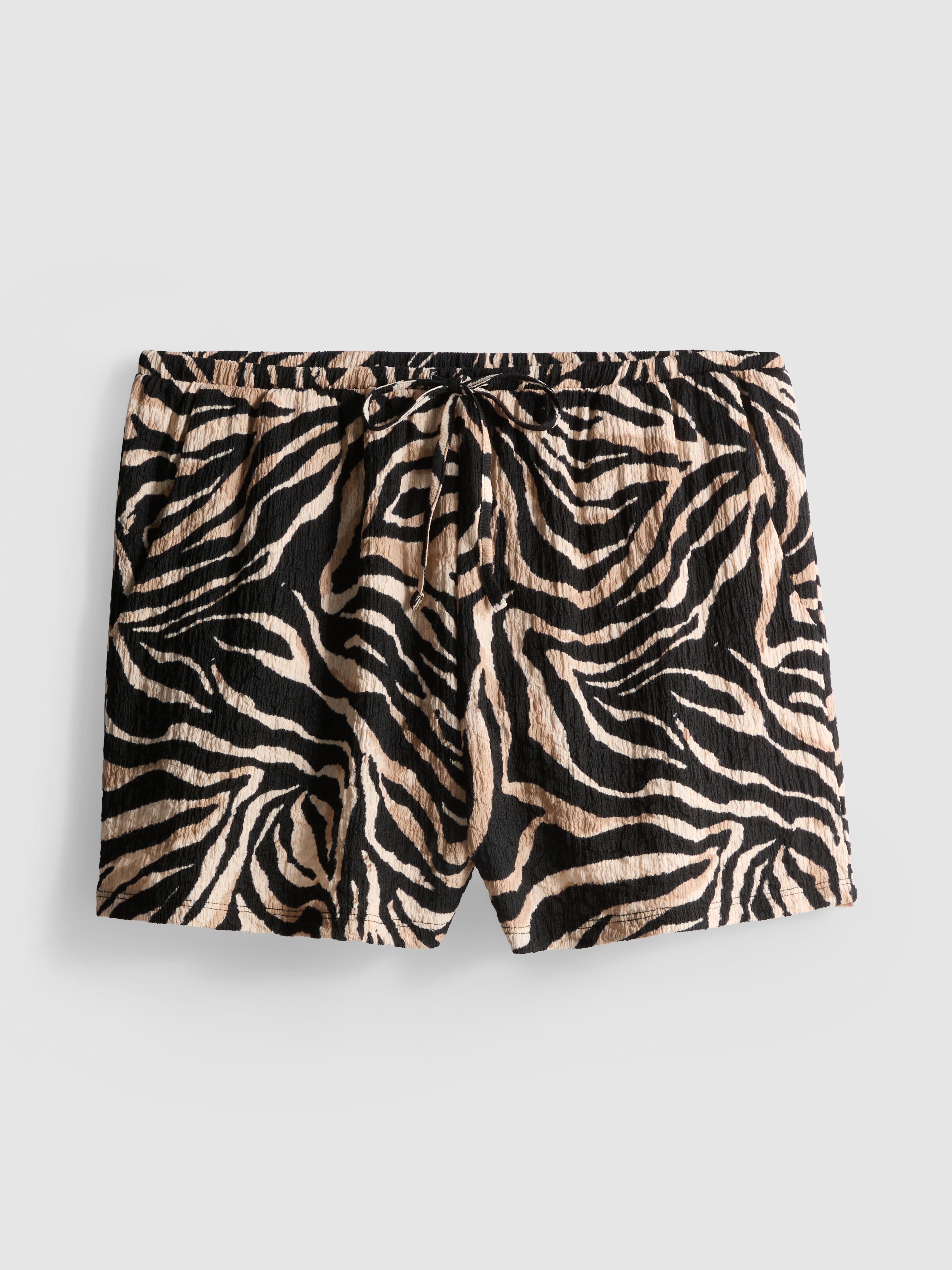 Printed Crinkle Textured Shorts