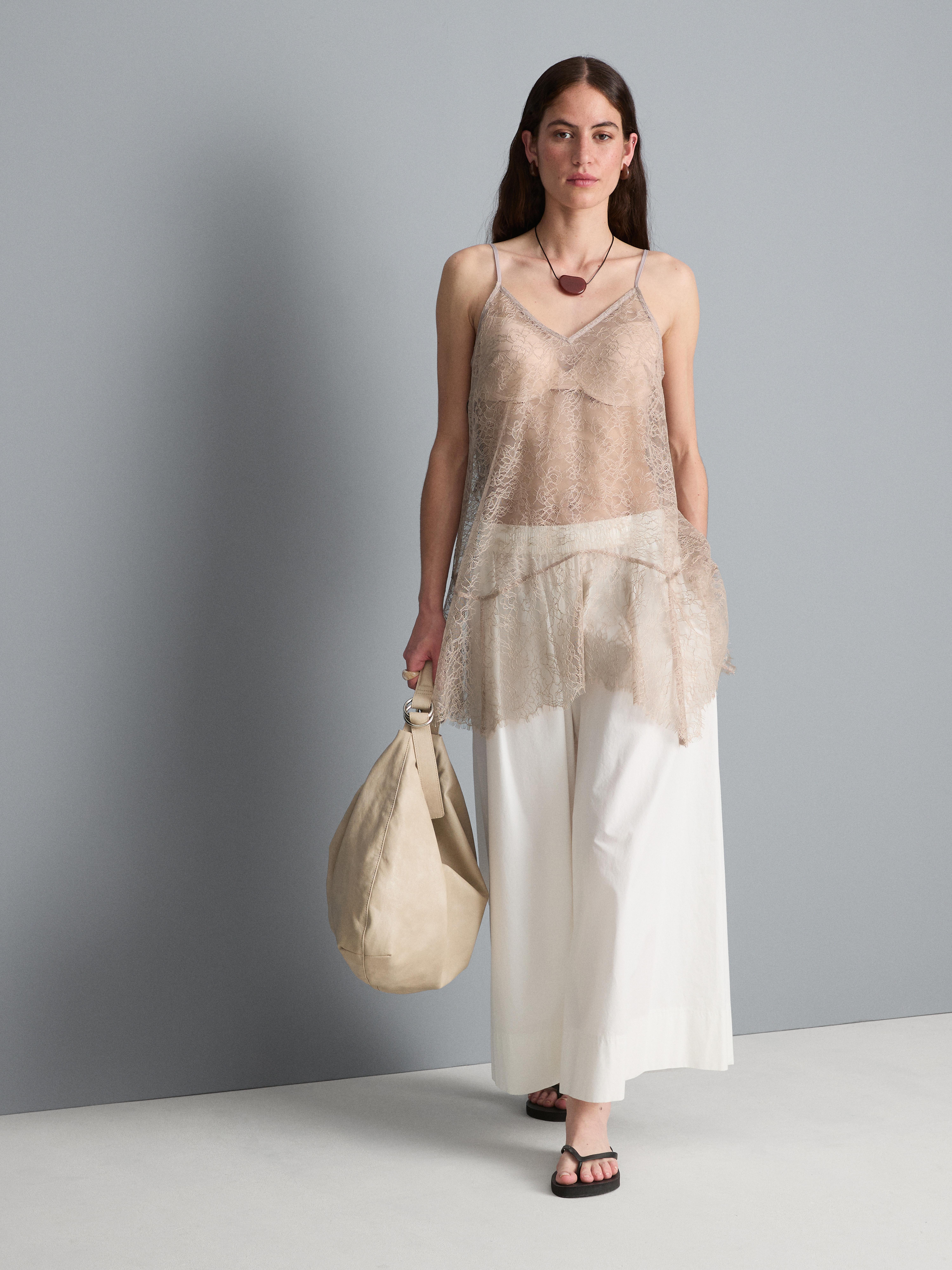 Women's Natural Longline Sheer Lace Cami Top | Primark