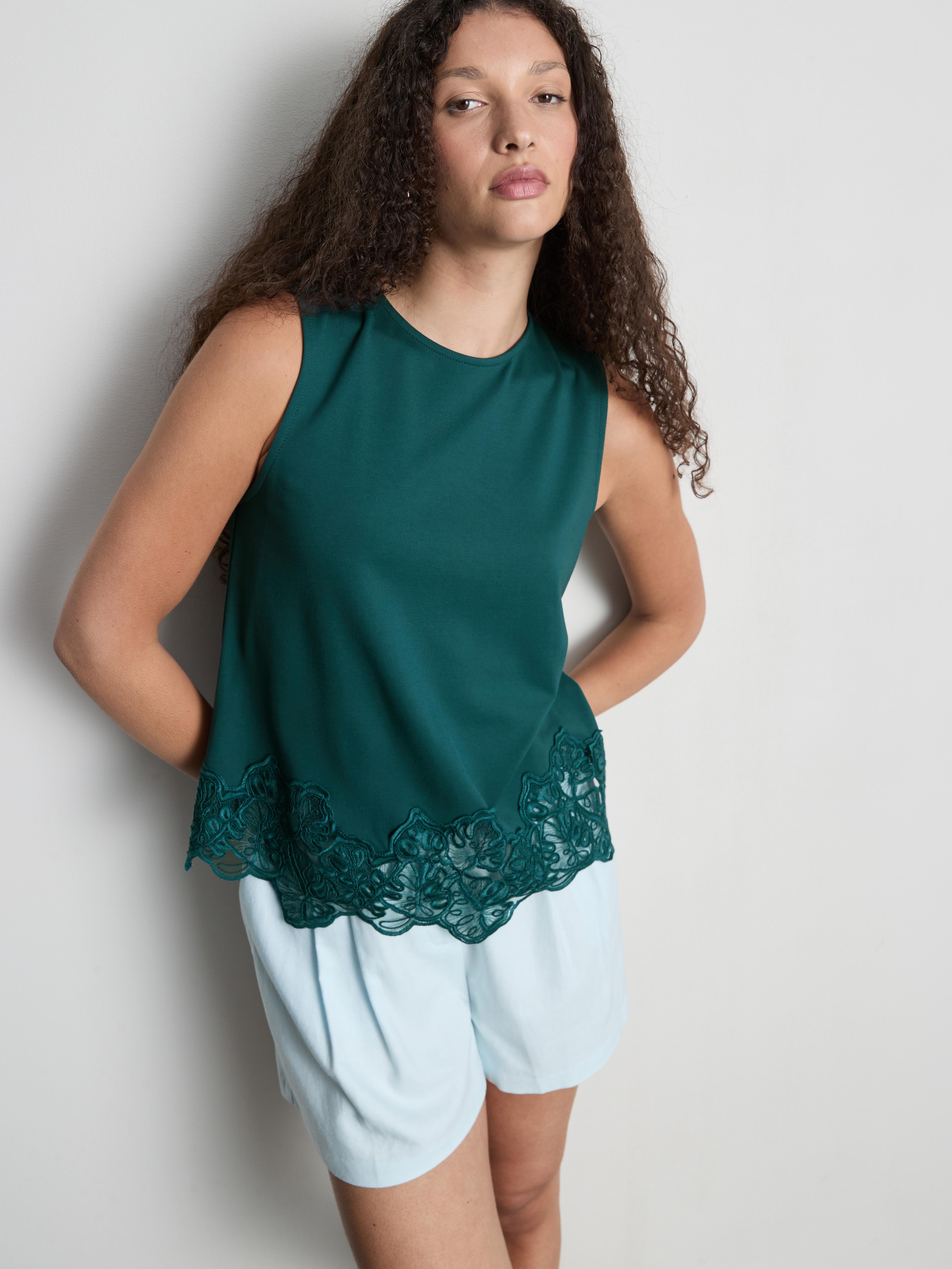 „The Edit“ Tanktop mit Spitzenbesatz