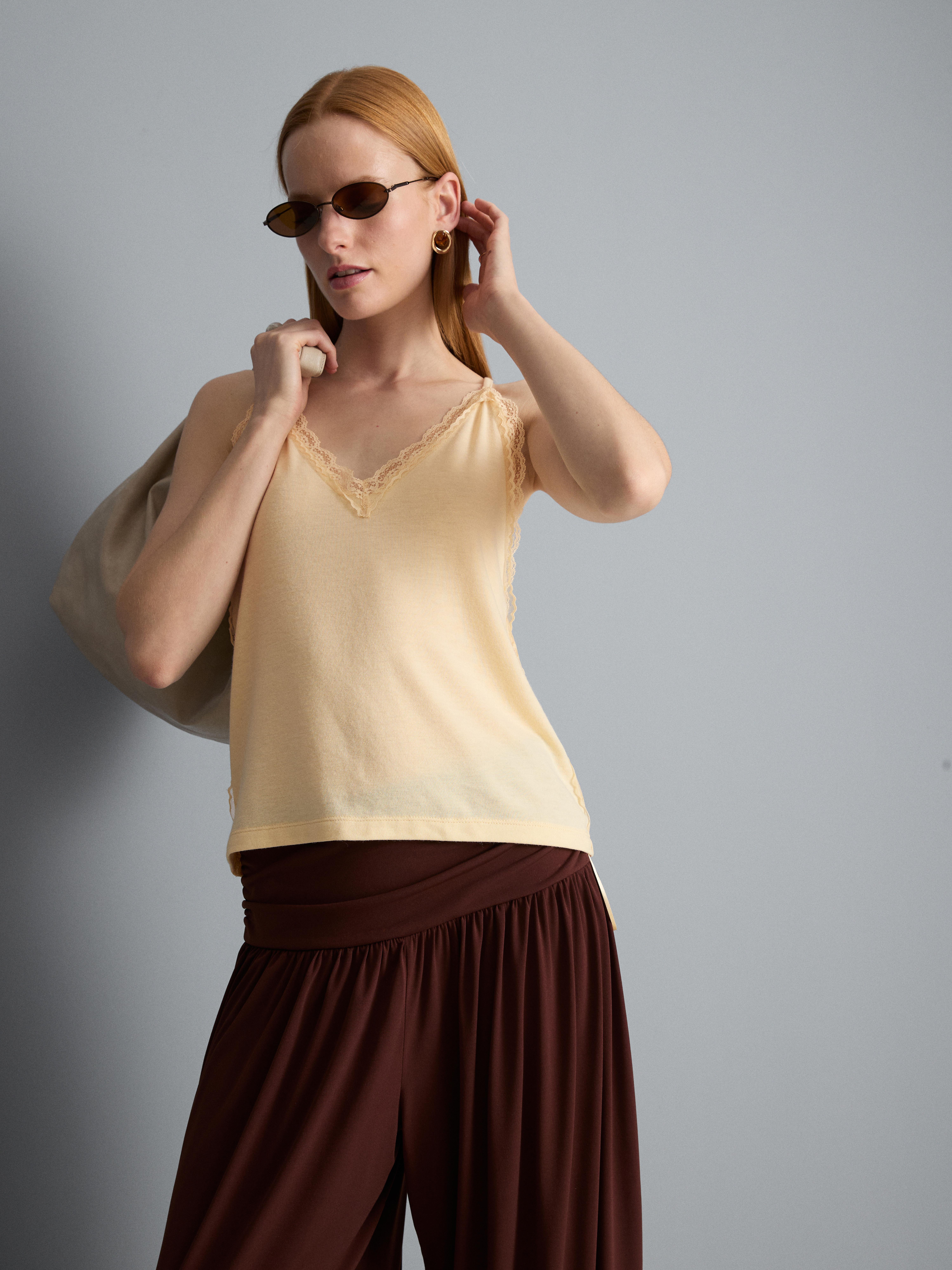Relaxed Lace Trim Cami Top