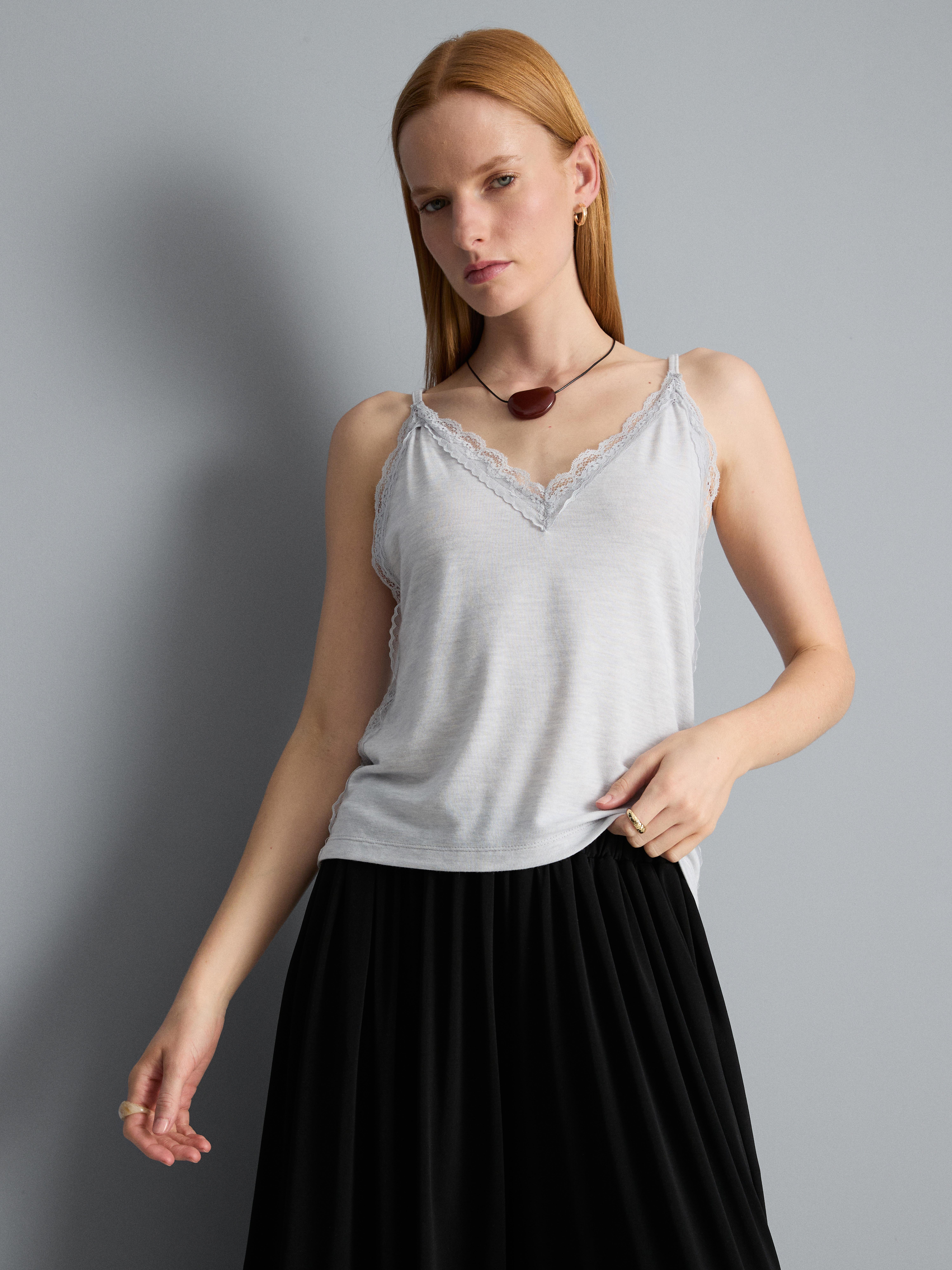 Relaxed Lace Trim Cami Top