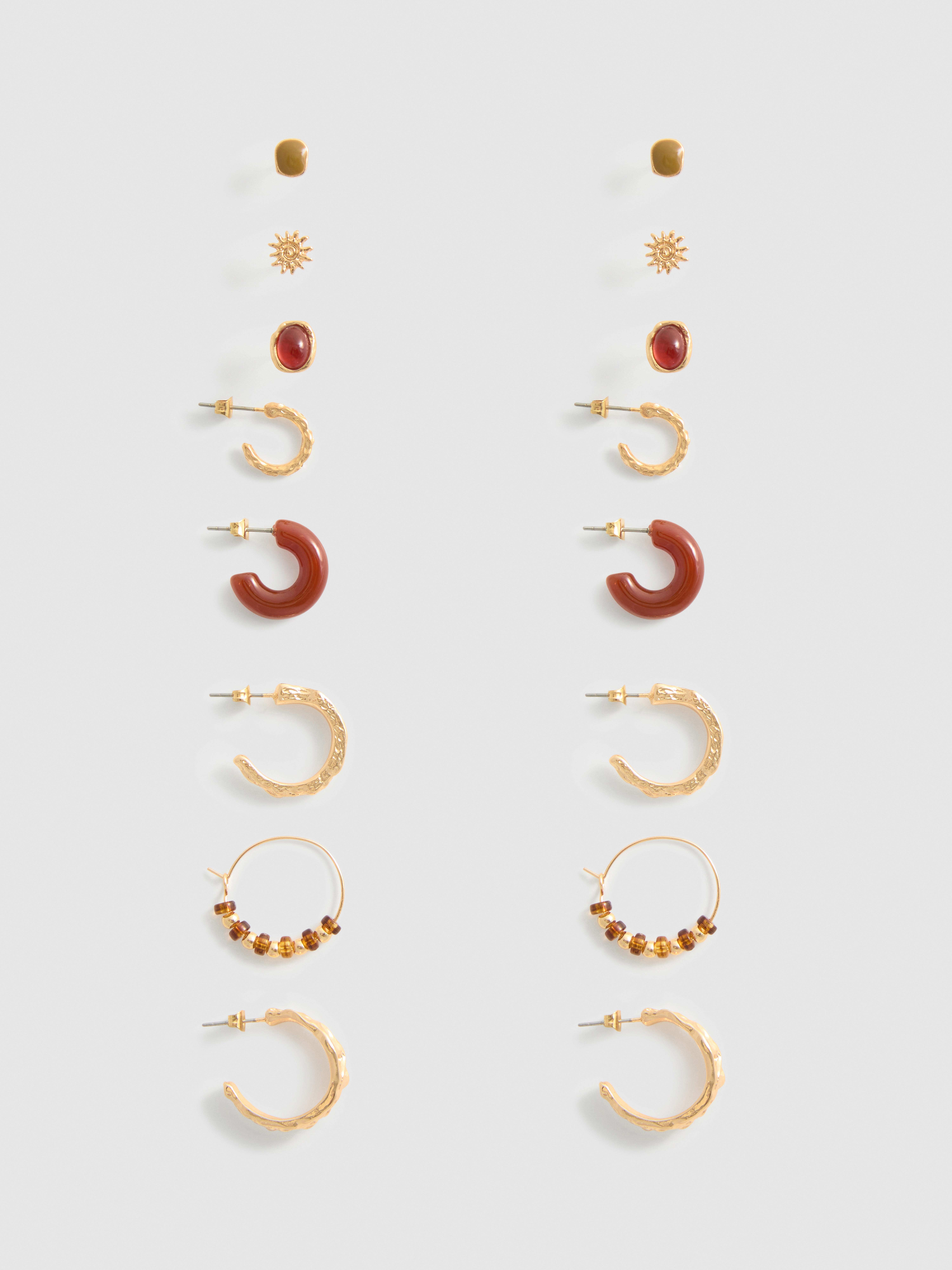 9-Pack Stud and Hoop Earrings