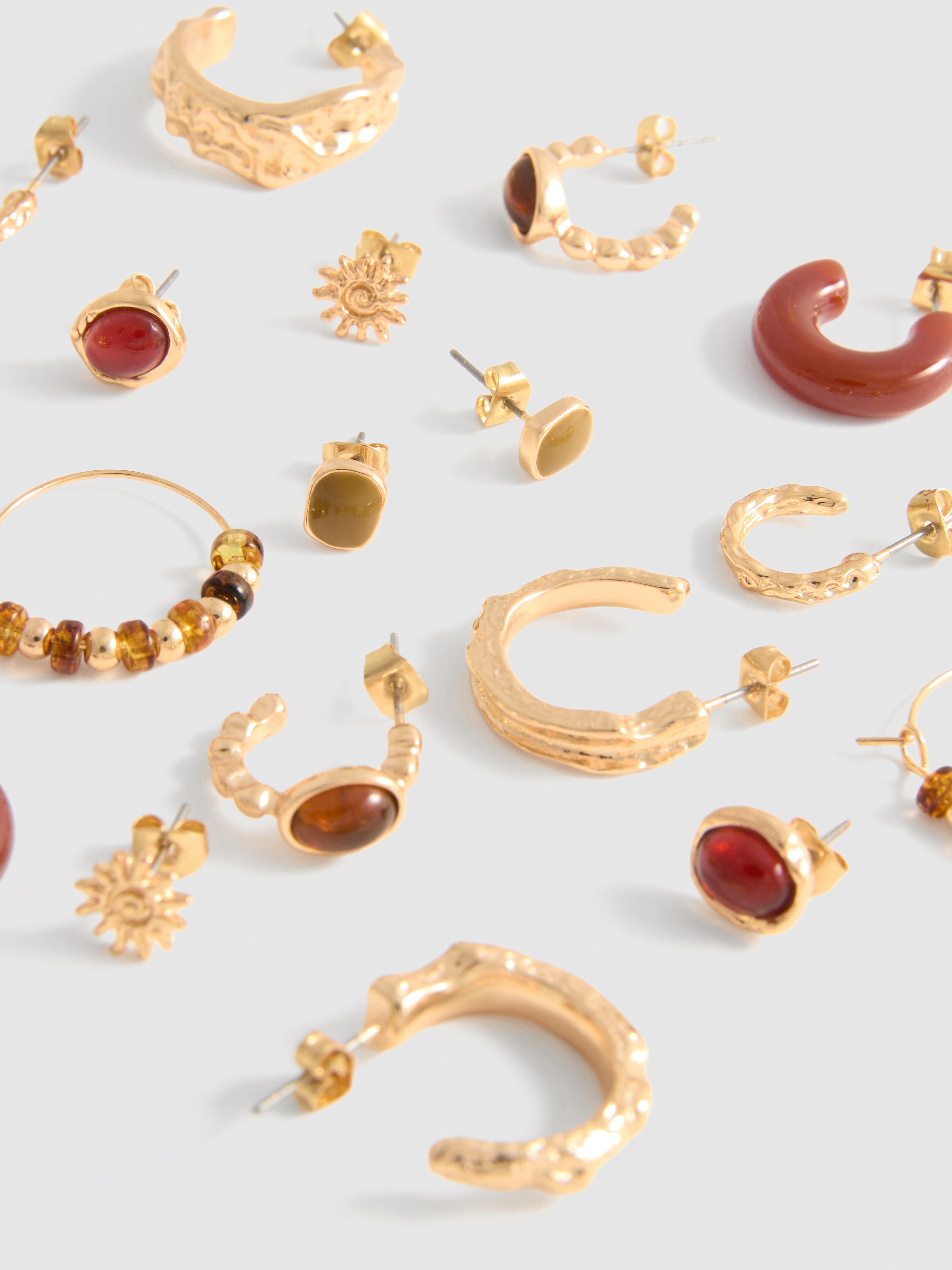 9-Pack Stud and Hoop Earrings