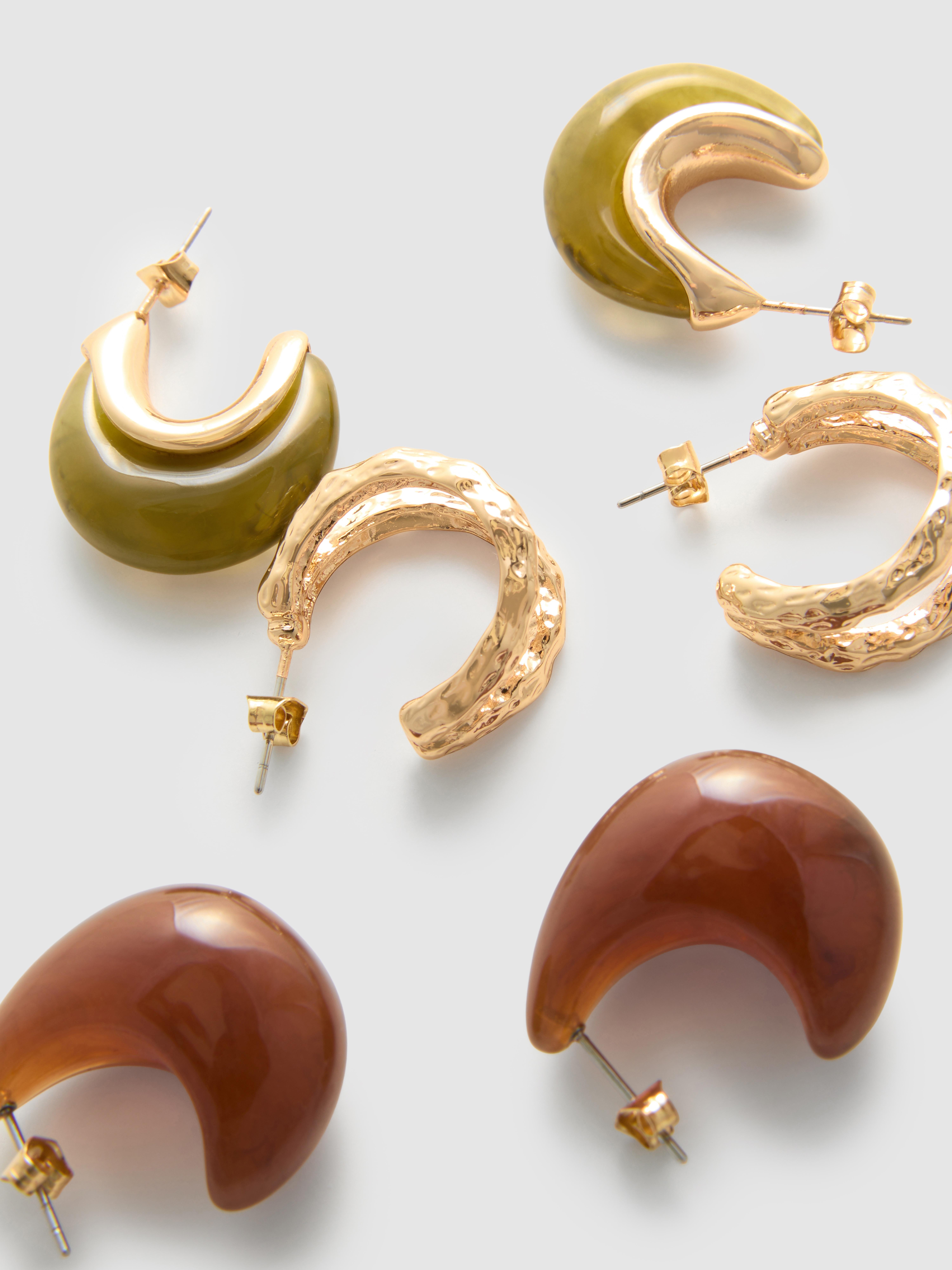 Lot de 3 paires de créoles en résine