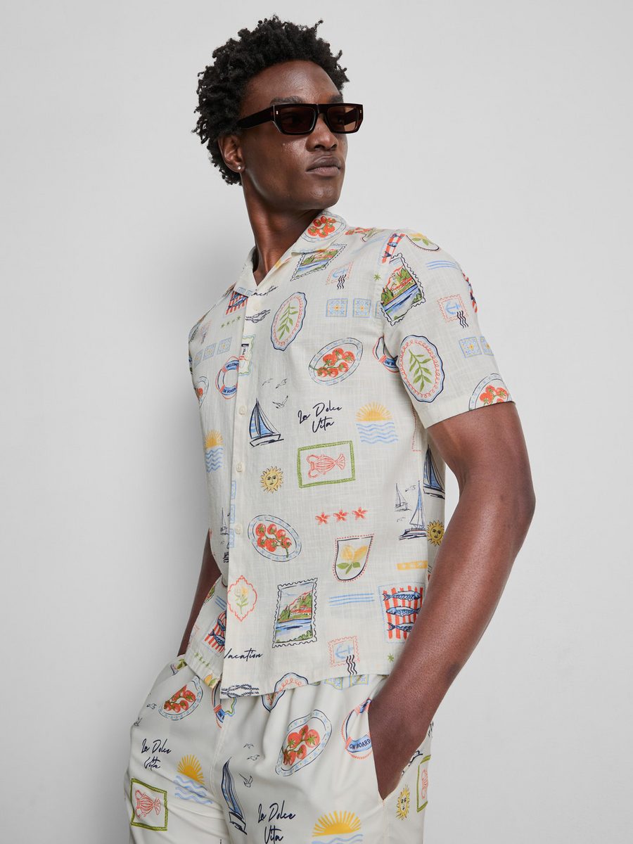 White Printed Short Sleeve Shirt – Primark – صورة المنتج