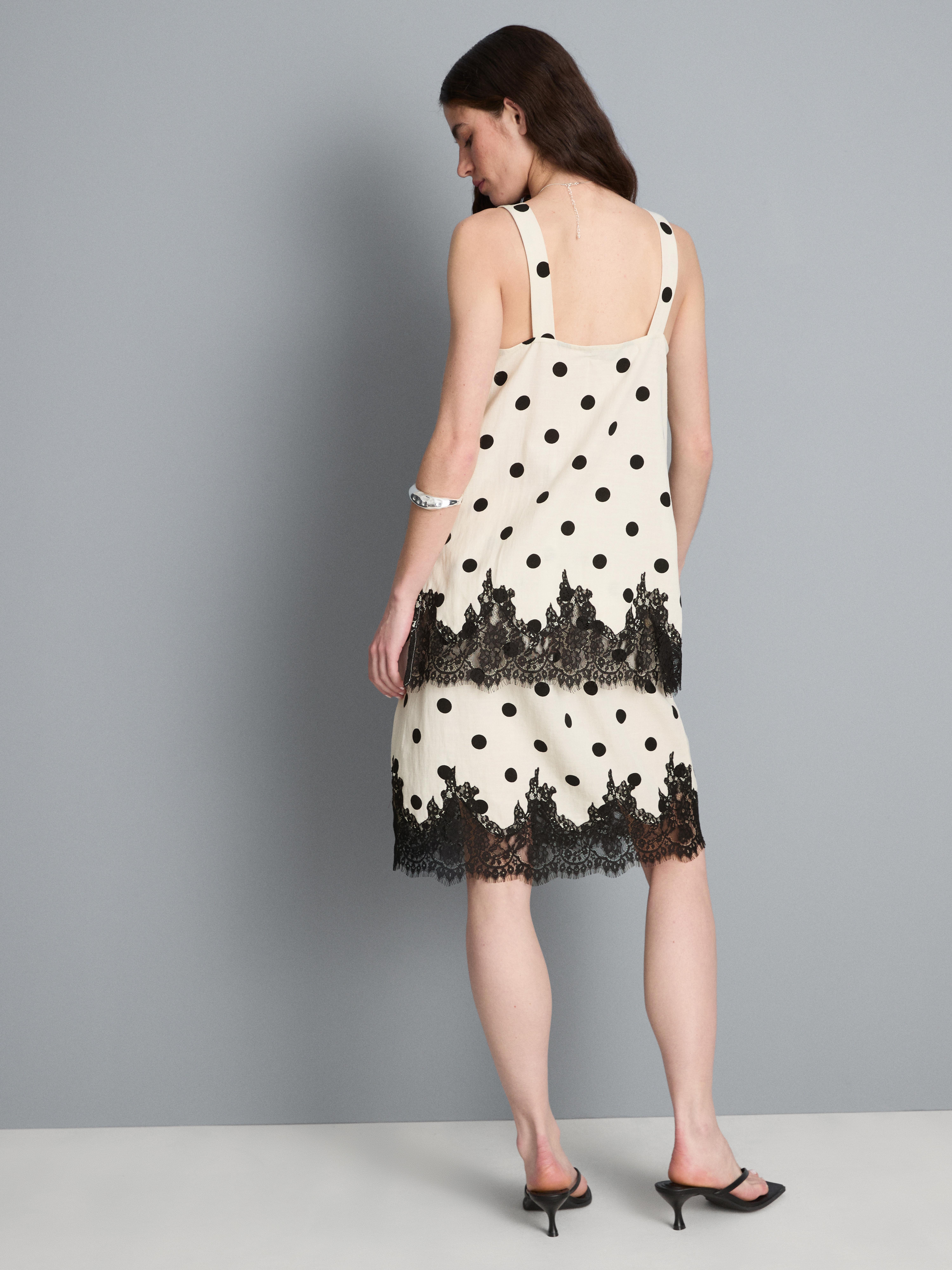 Cotton Blend Longline Lace Tank Top