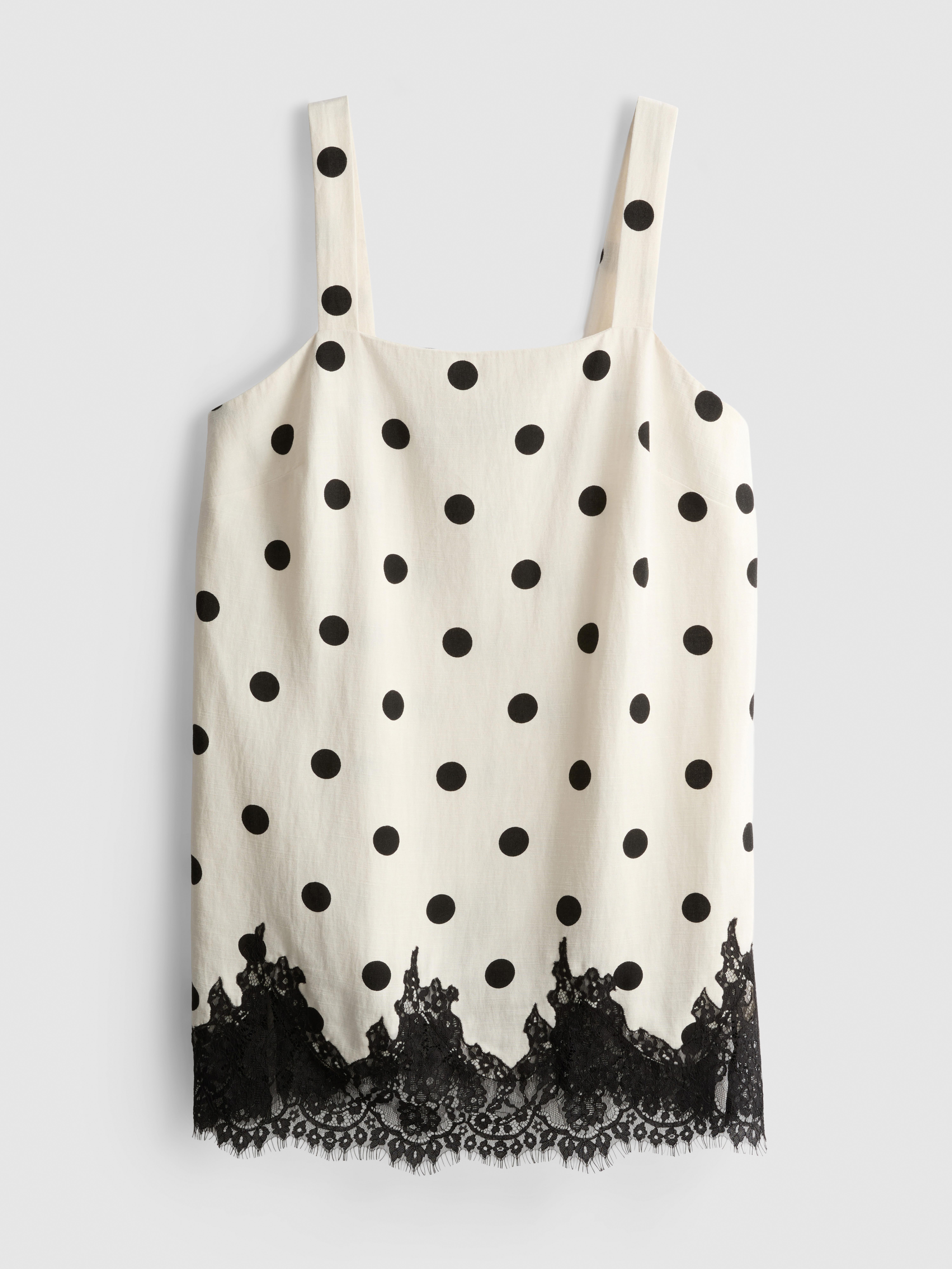 Cotton Blend Longline Lace Tank Top