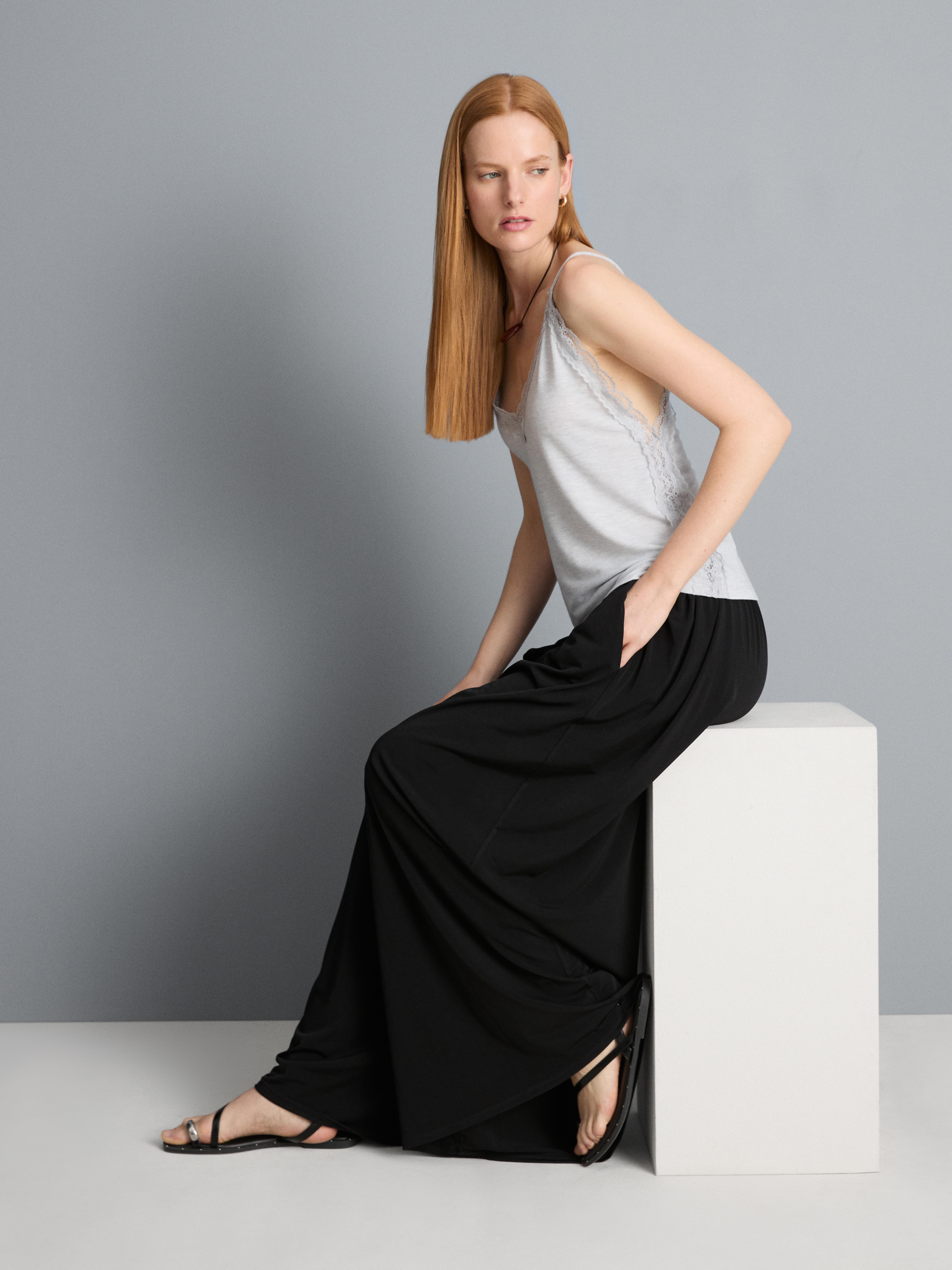 Draped Wide-Leg Pants