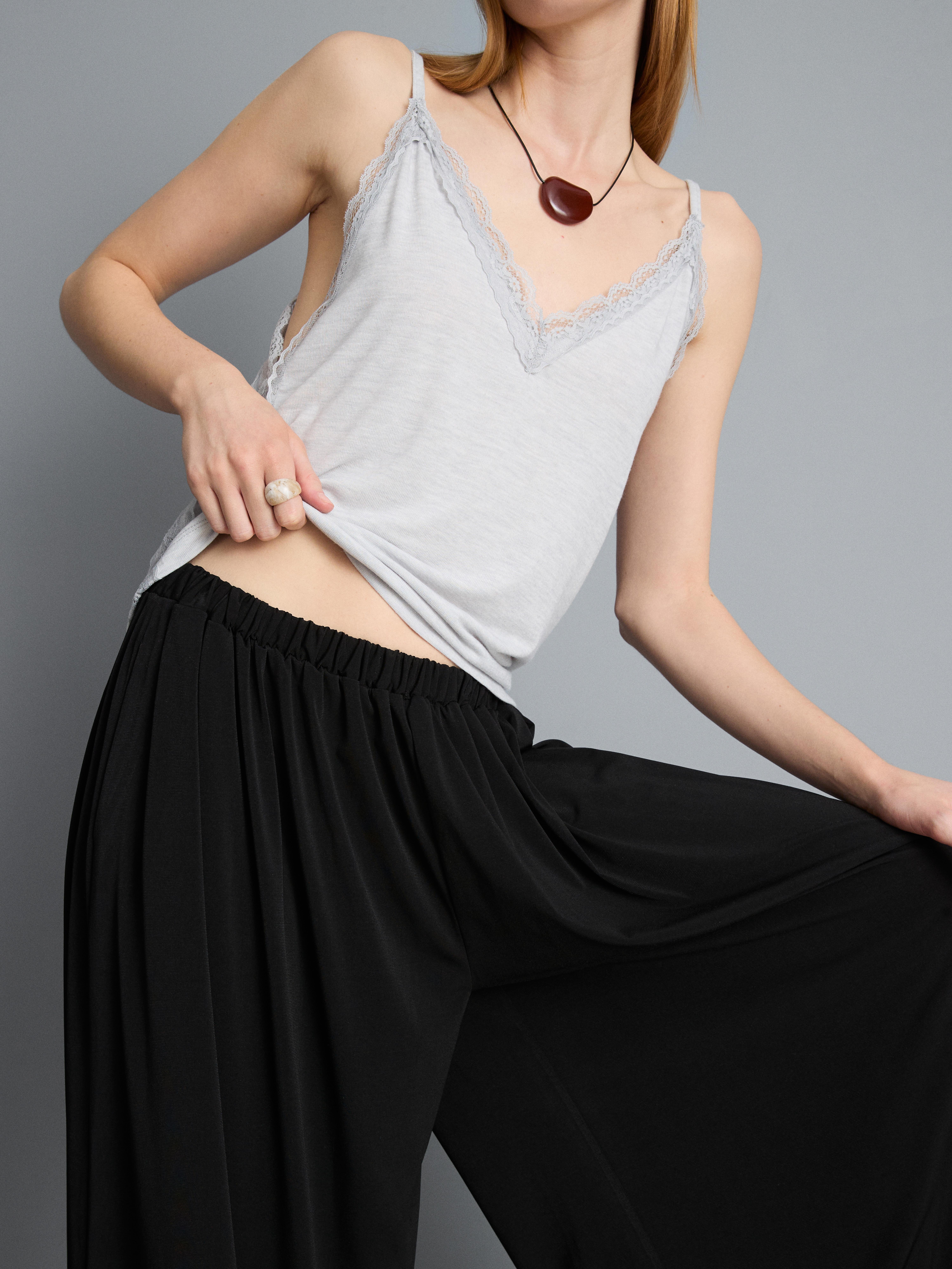 Draped Wide-Leg Pants