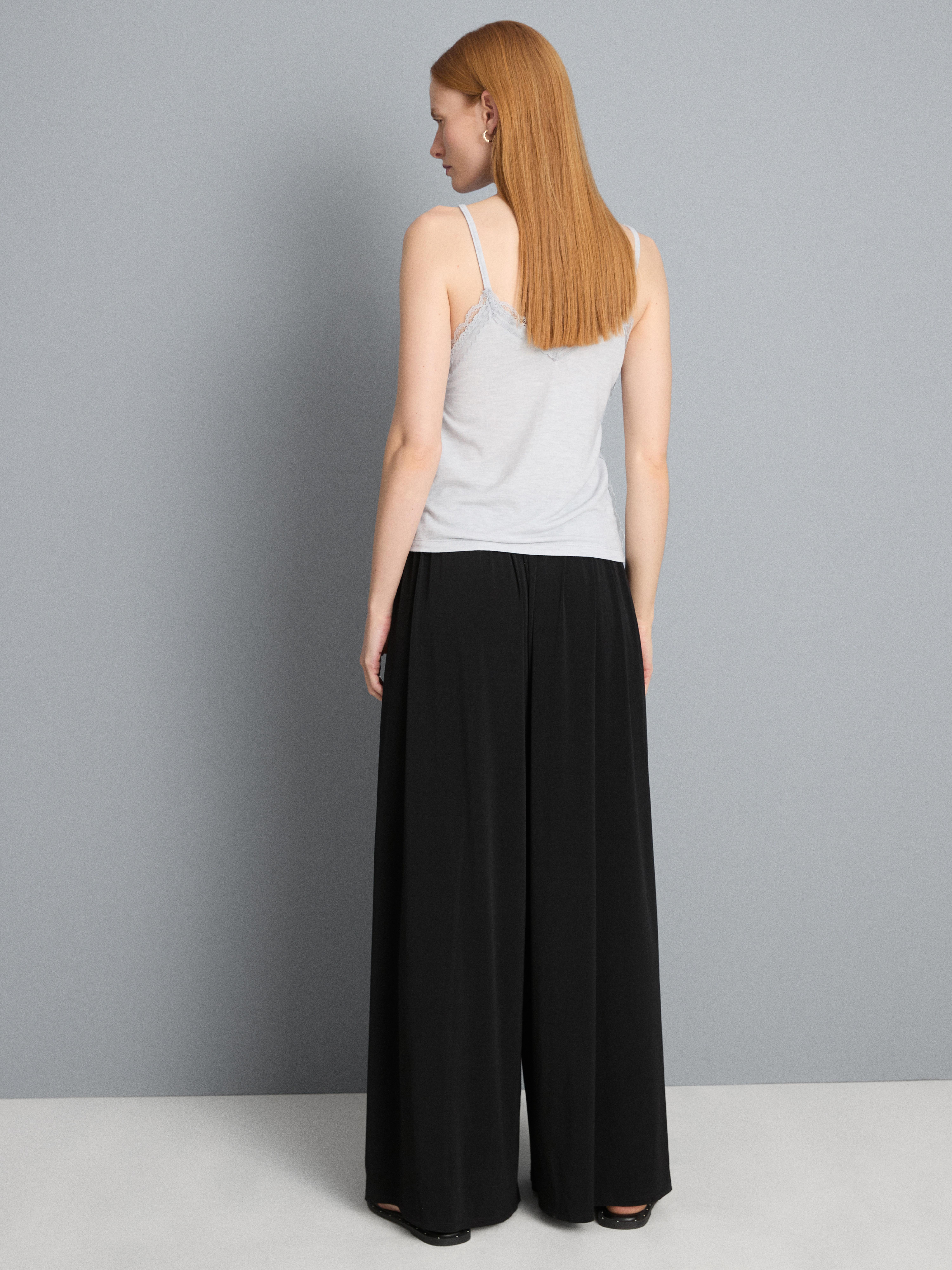 Draped Wide-Leg Pants