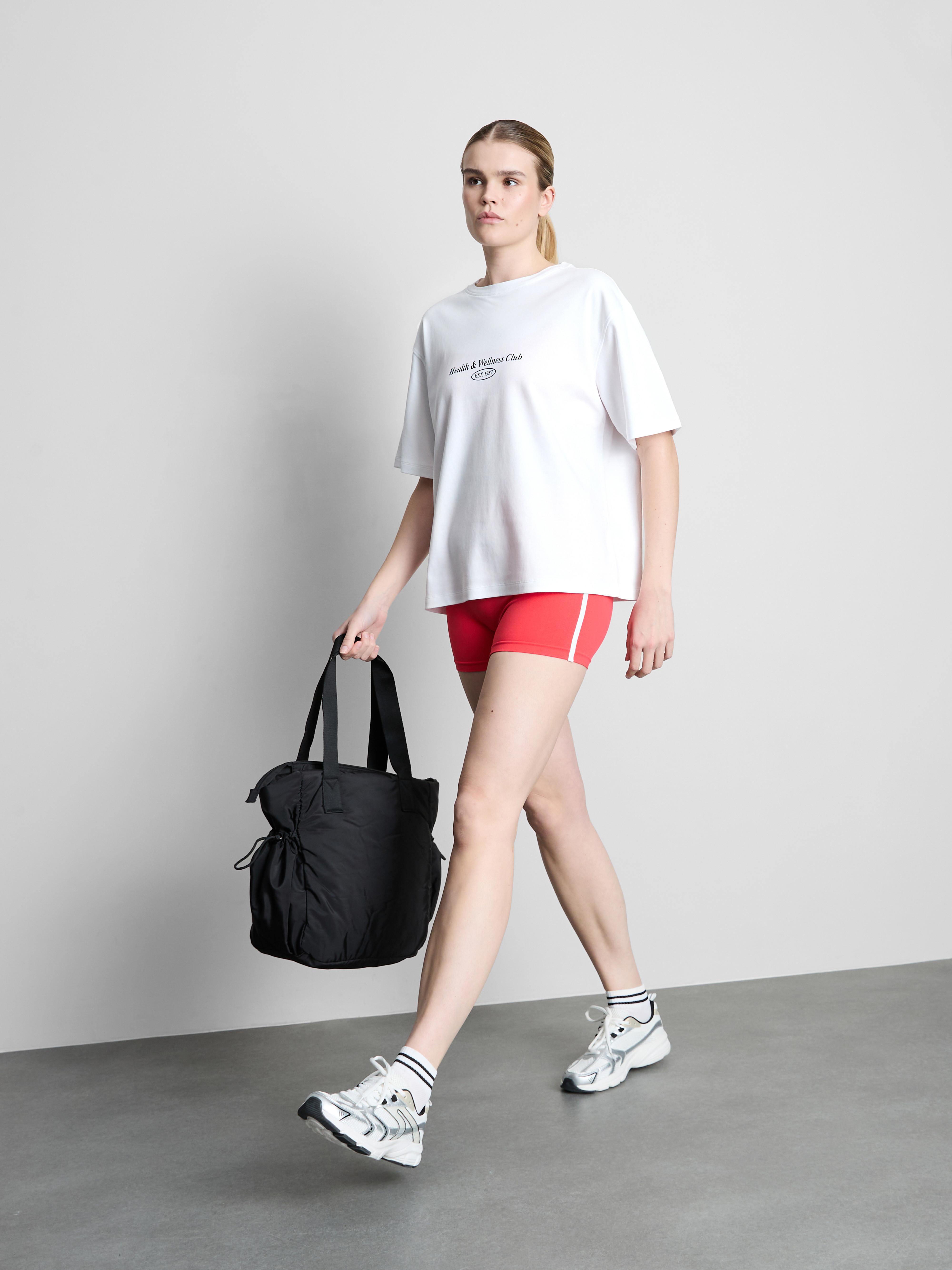 Relaxed Cotton Graphic Active Tee White