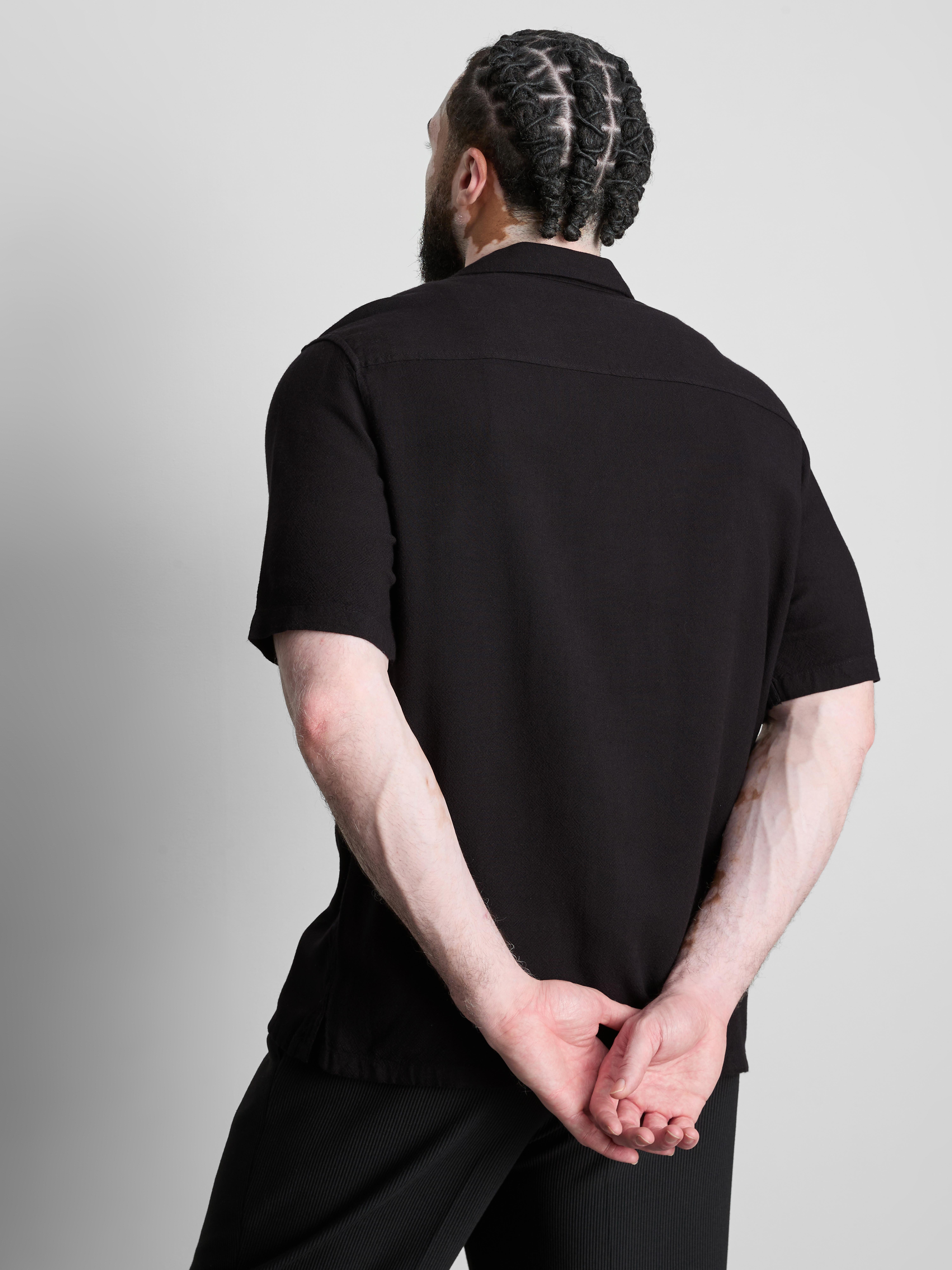 Palm Embroidered Revere Collar Shirt