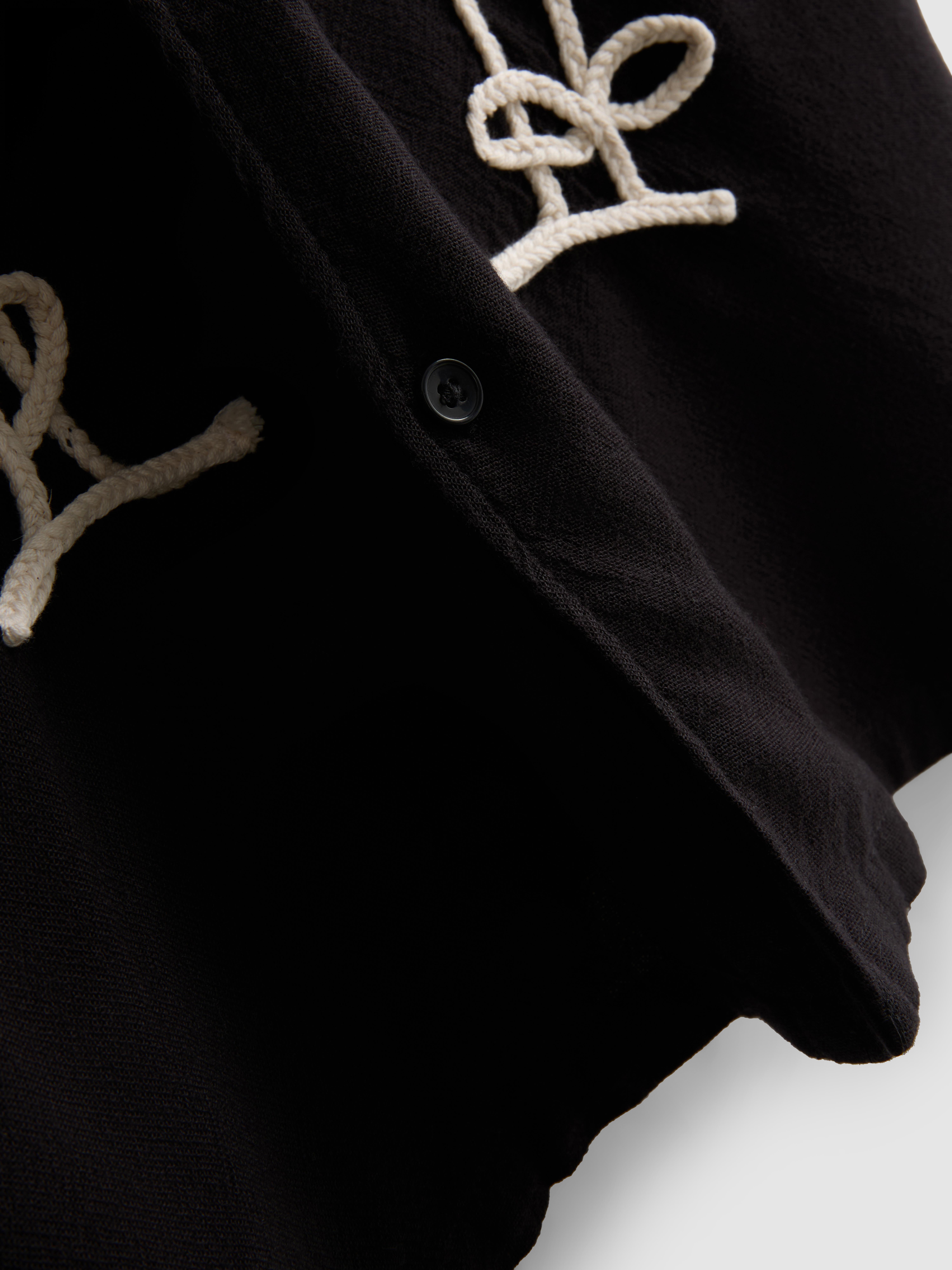 Palm Embroidered Revere Collar Shirt