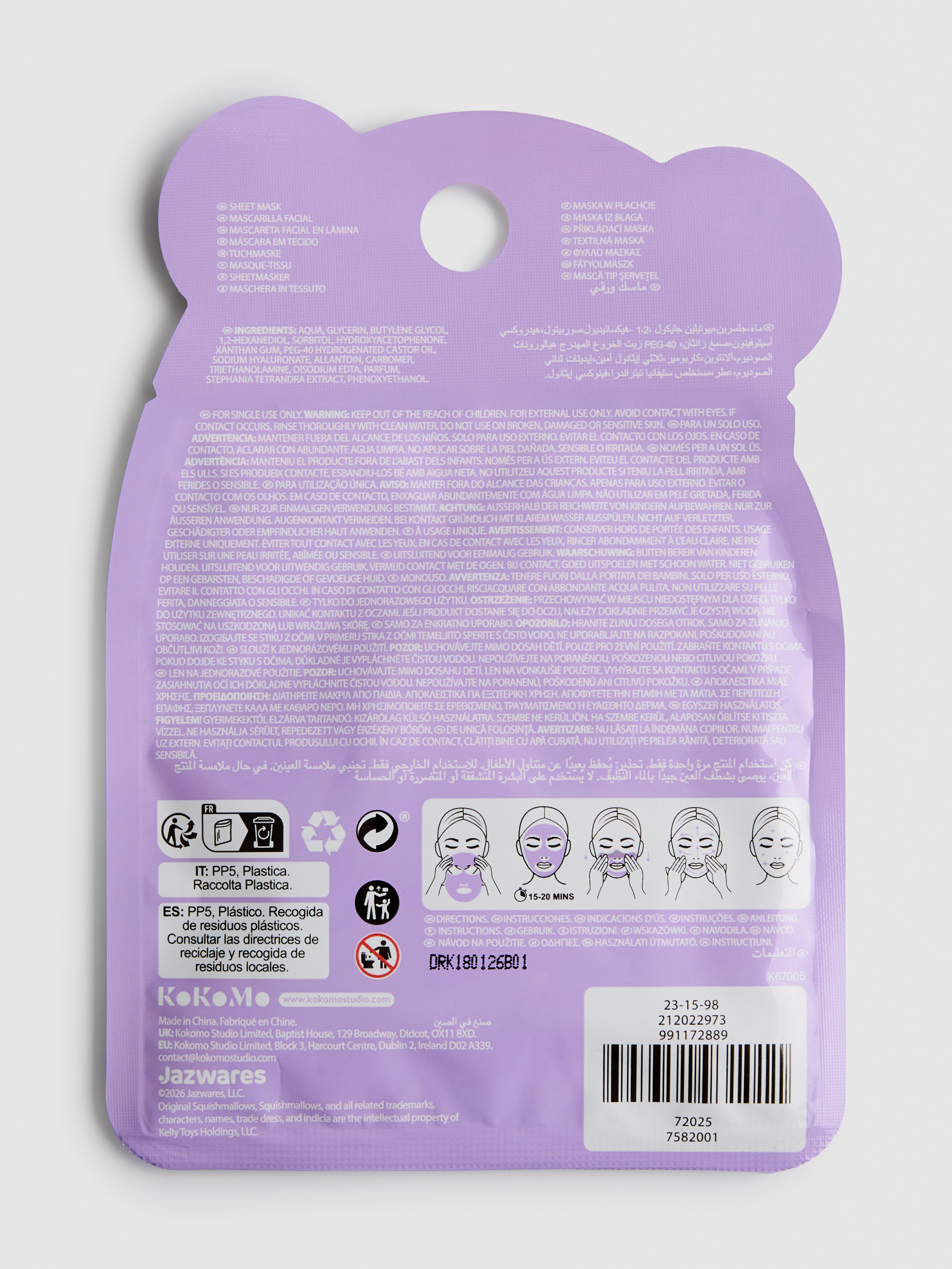 Squishmallows Sheet Mask