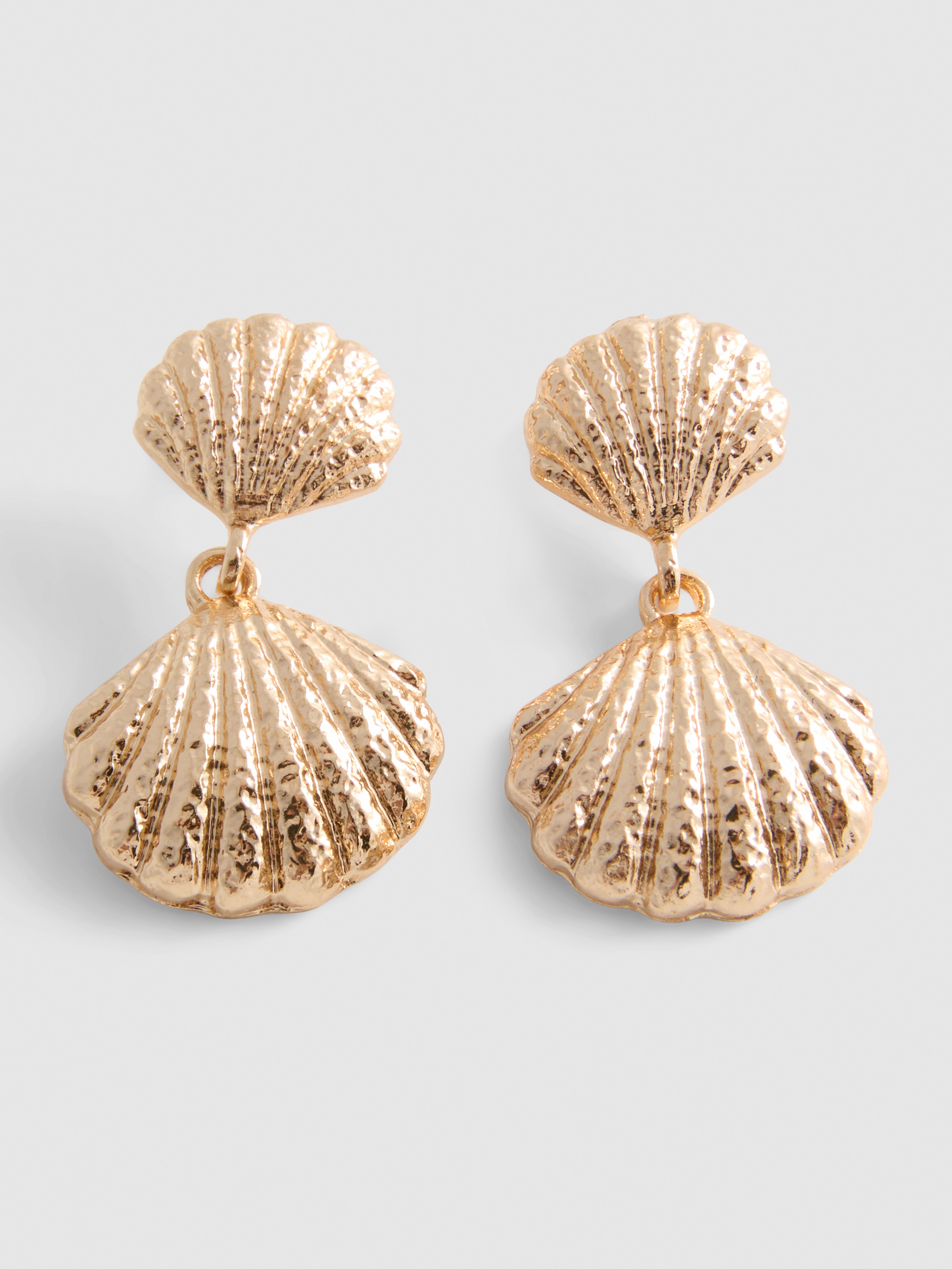 Gold-Tone Shell Drop Earrings