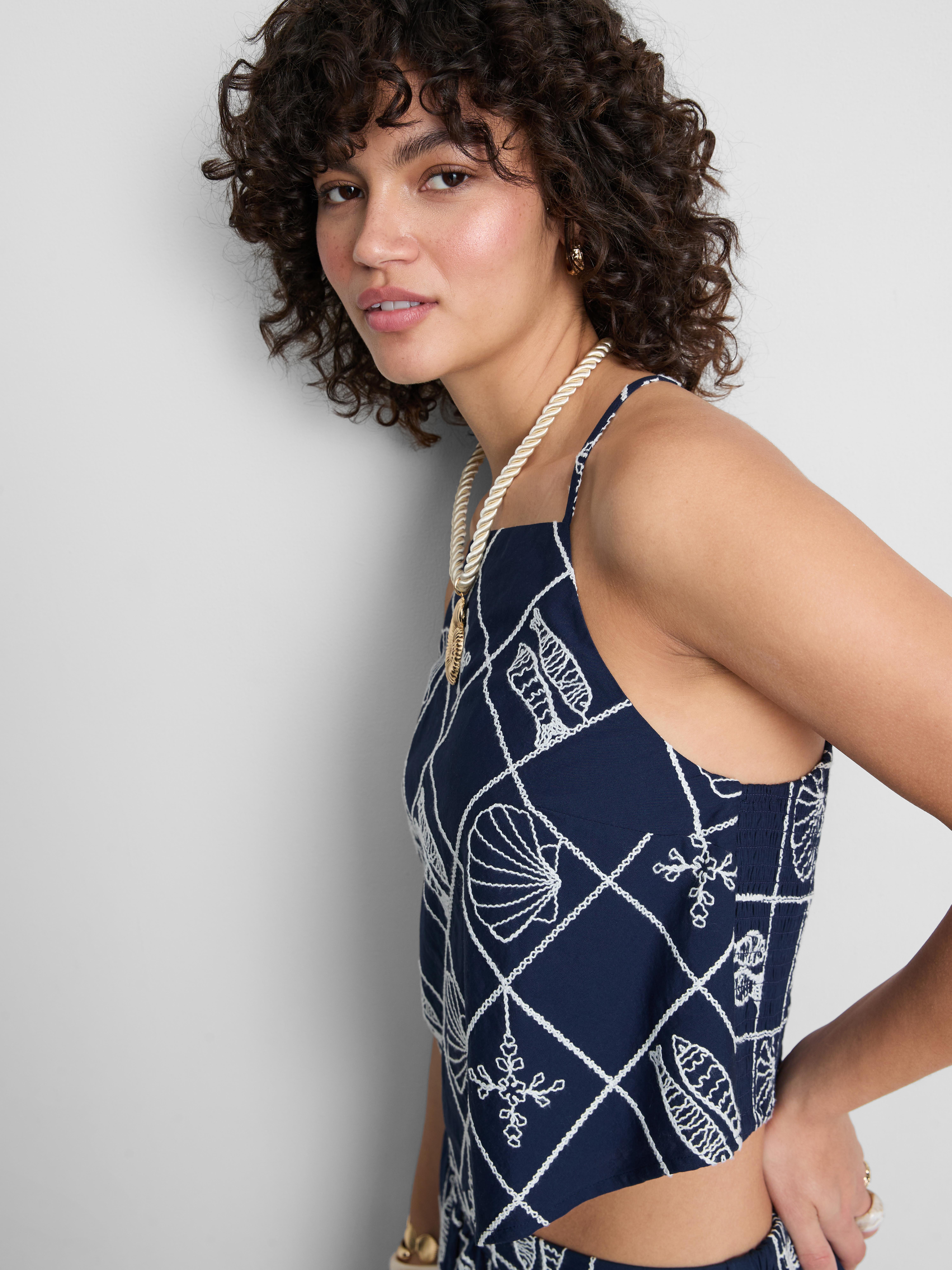 Baumwoll-Bluse mit Neckholder und Cut-outs