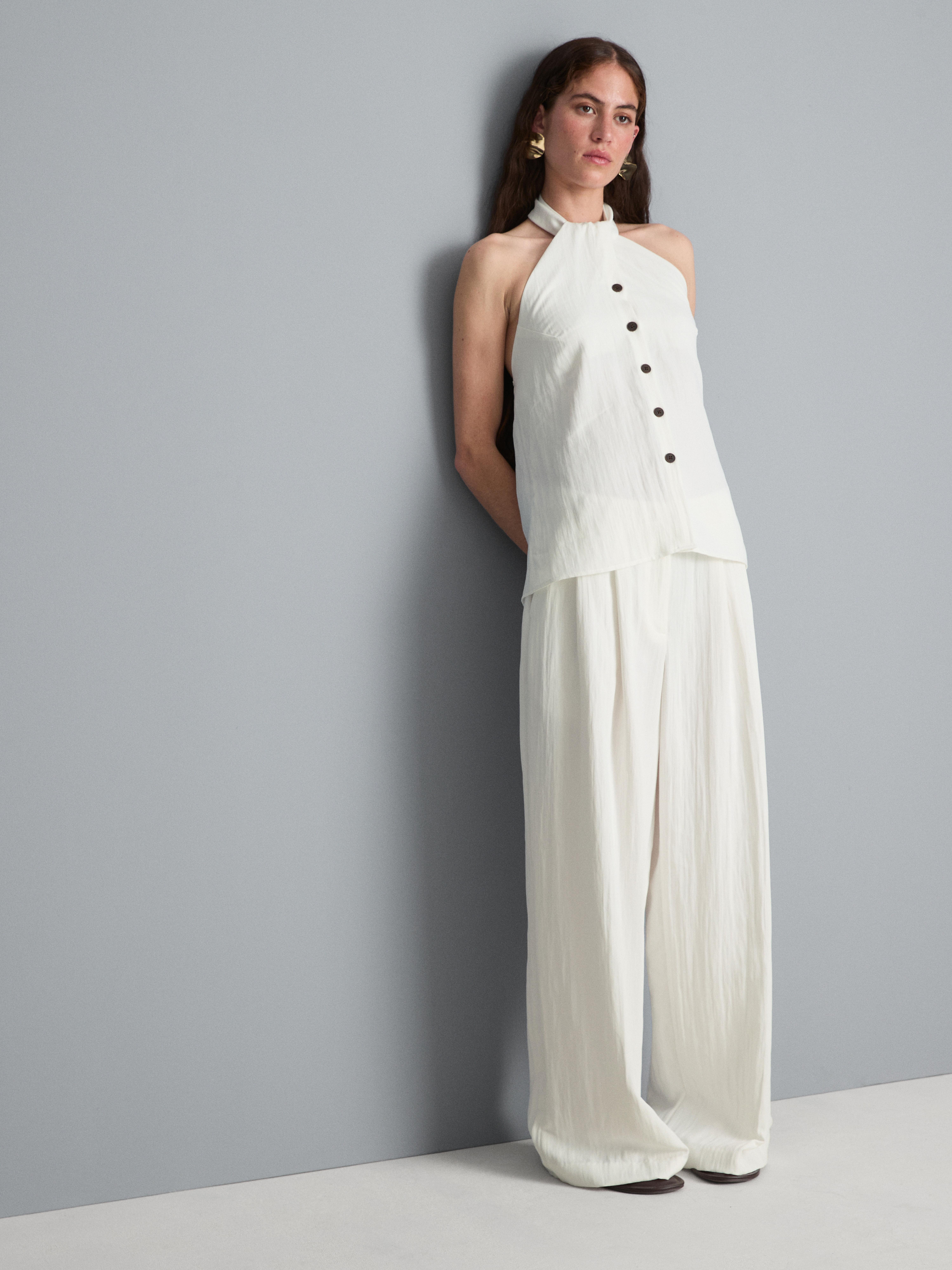 Pantalon large texturé