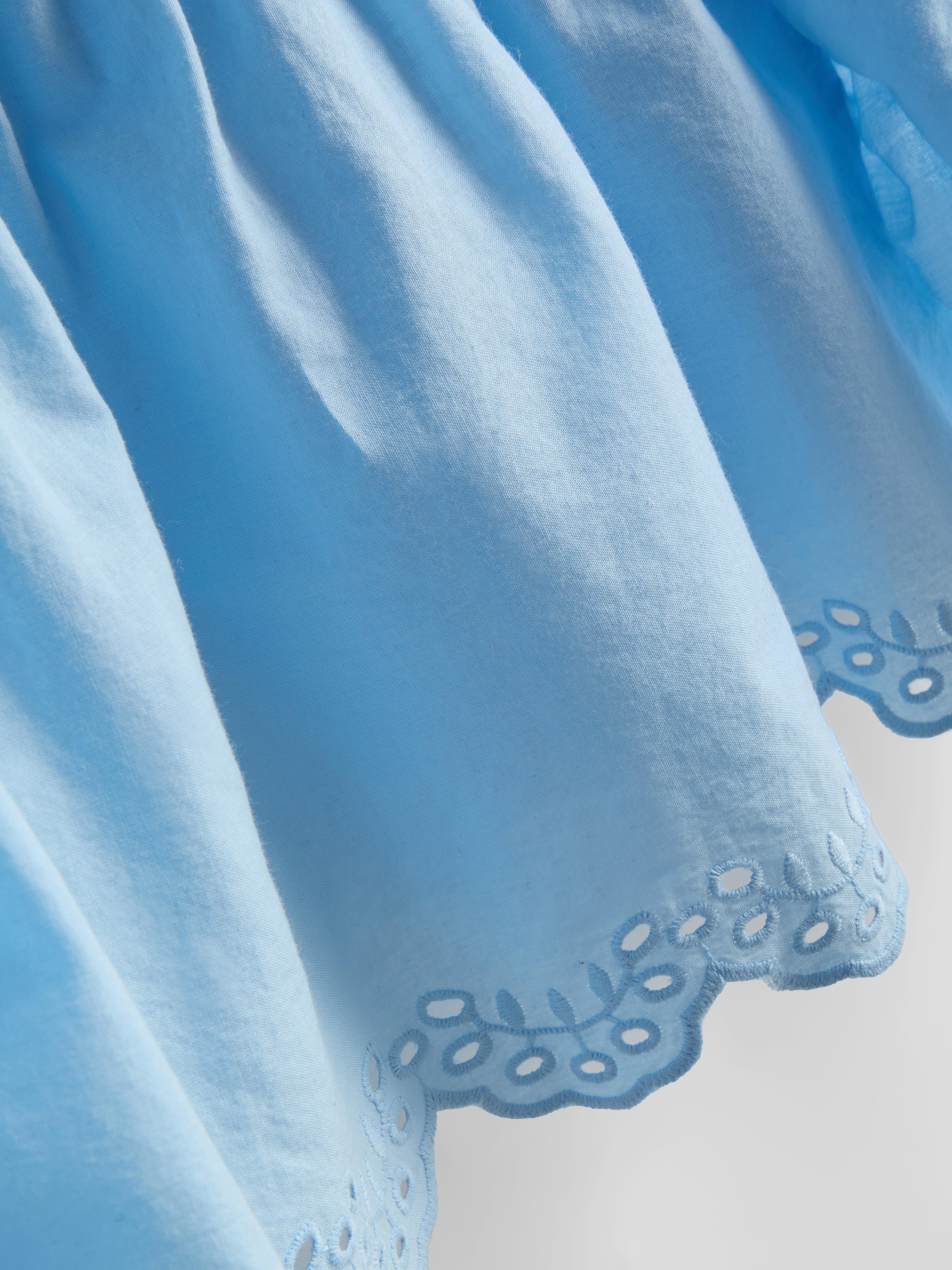 Cotton Embroidered Scalloped Sleeve Top