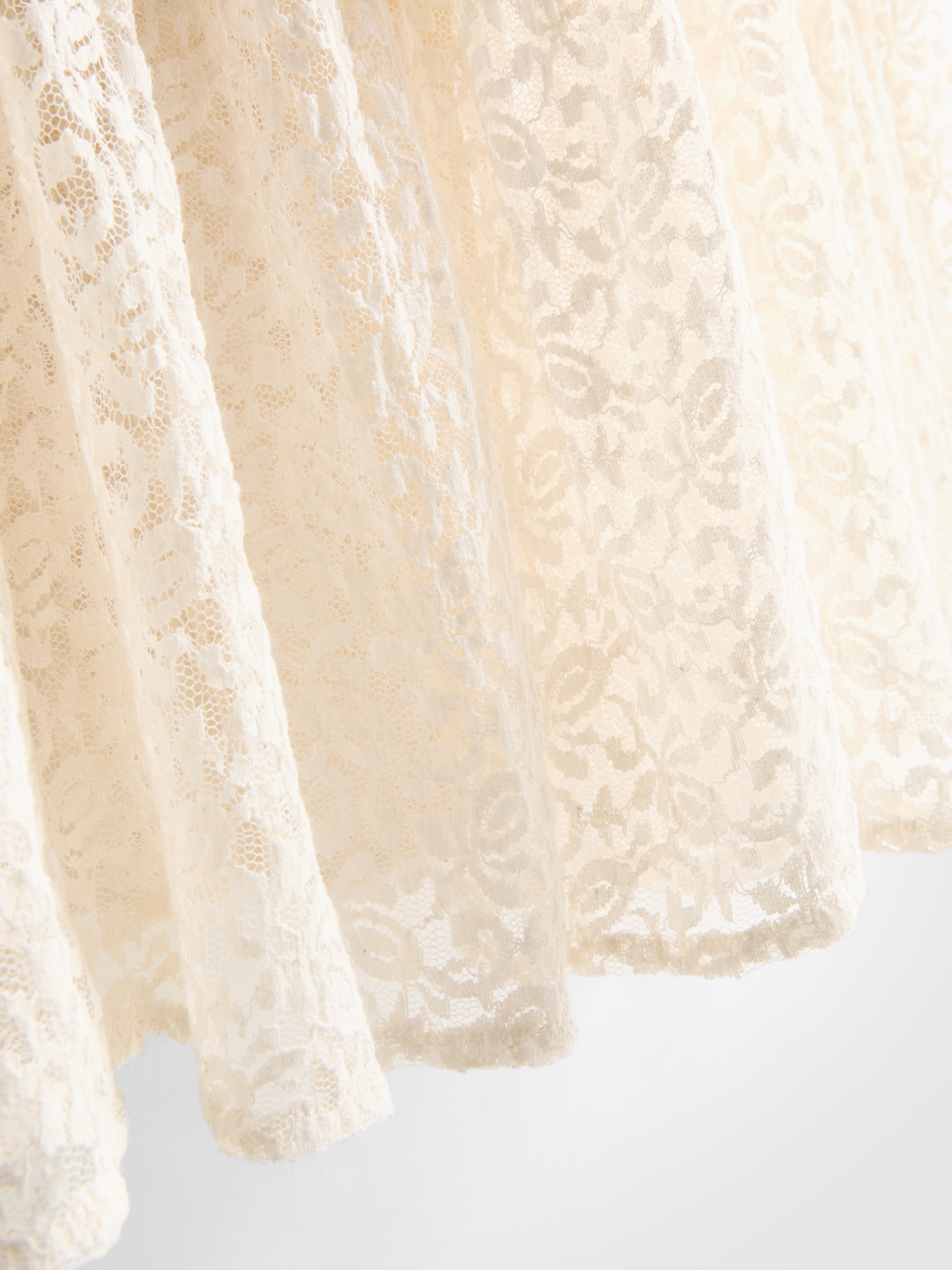 Paula Echevarría Tiered Crinkle Lace Midi Skirt